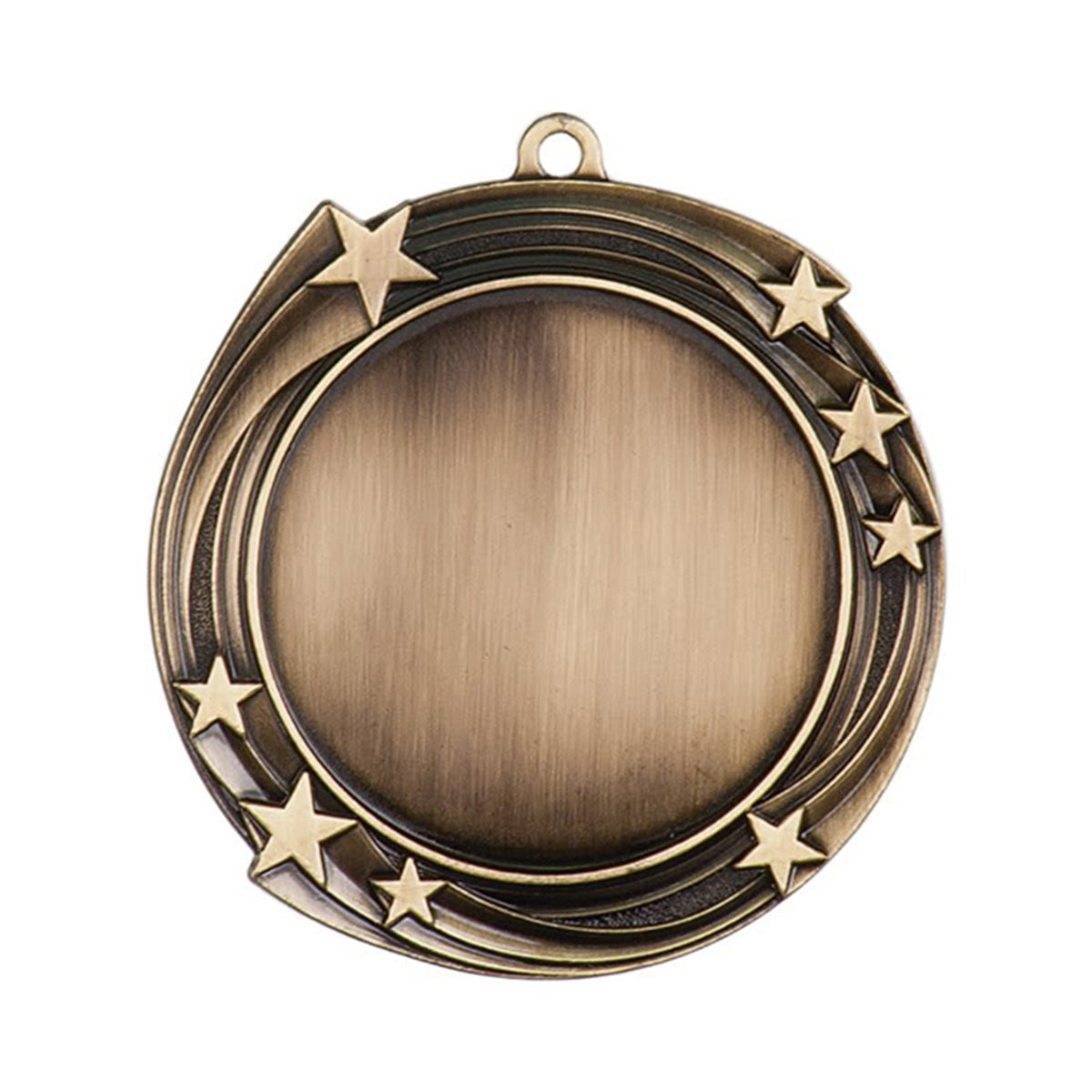 2-3/4" Antiqued Swirling Star, 2" Insert Holder Medal - Craftworks NW, LLC