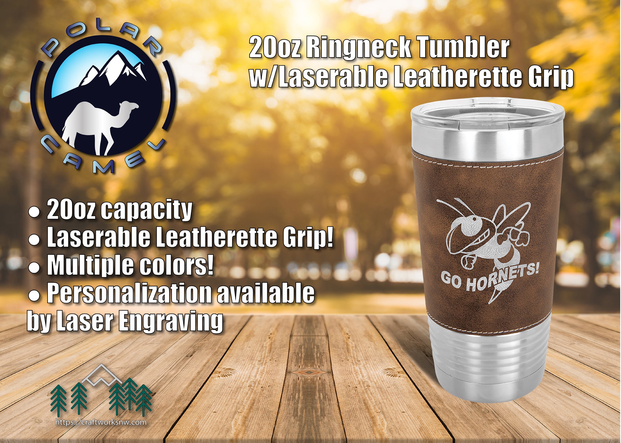 Polar Camel 20oz Laserable Leatherette Travel Mug, Laser Engraved - Craftworks NW, LLC