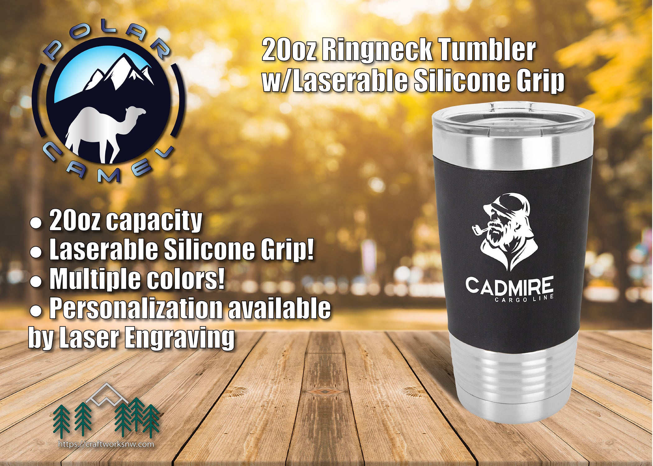 Polar Camel 20oz Laserable Silicone Travel Mug, Laser Engraved - Craftworks NW, LLC