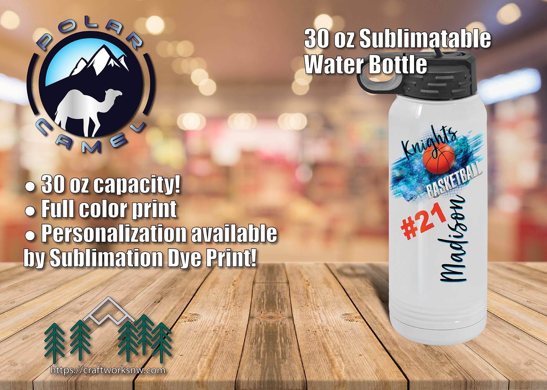 Polar Camel Sublimatable 30 oz Water Bottle, Sublimation Dye Print - Craftworks NW, LLC