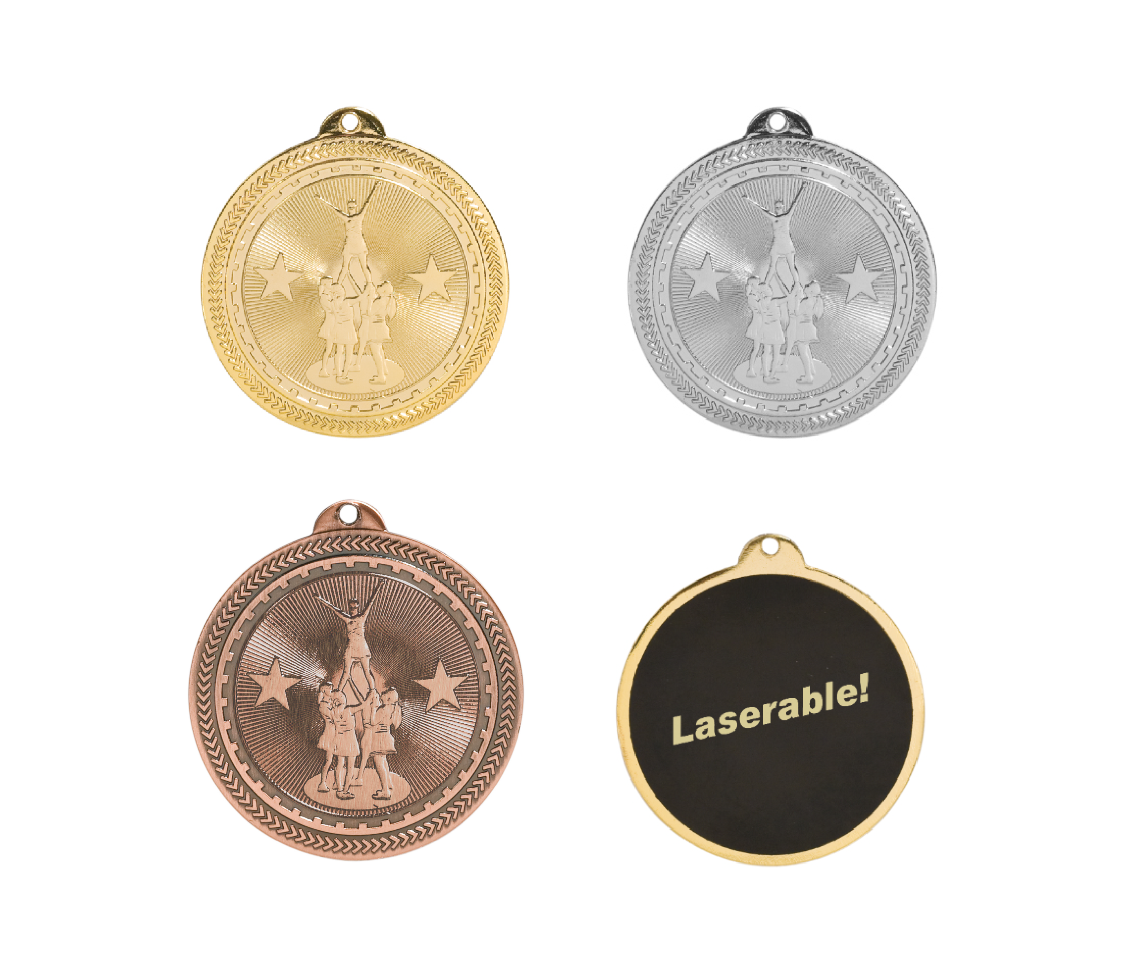 Competitive Cheer Laserable BriteLazer Medal, 2" - Craftworks NW, LLC