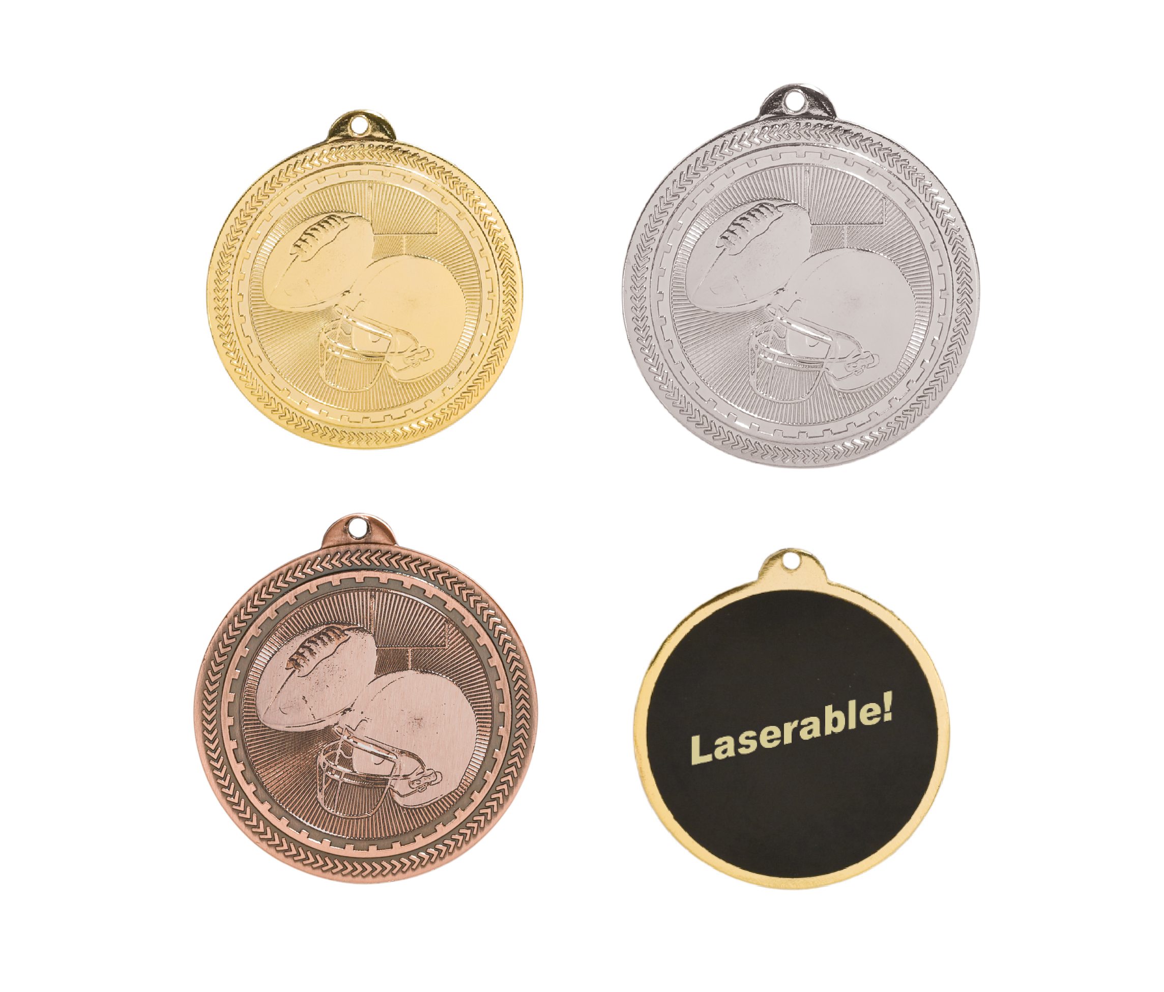 Football Laserable BriteLazer Medal, 2" - Craftworks NW, LLC
