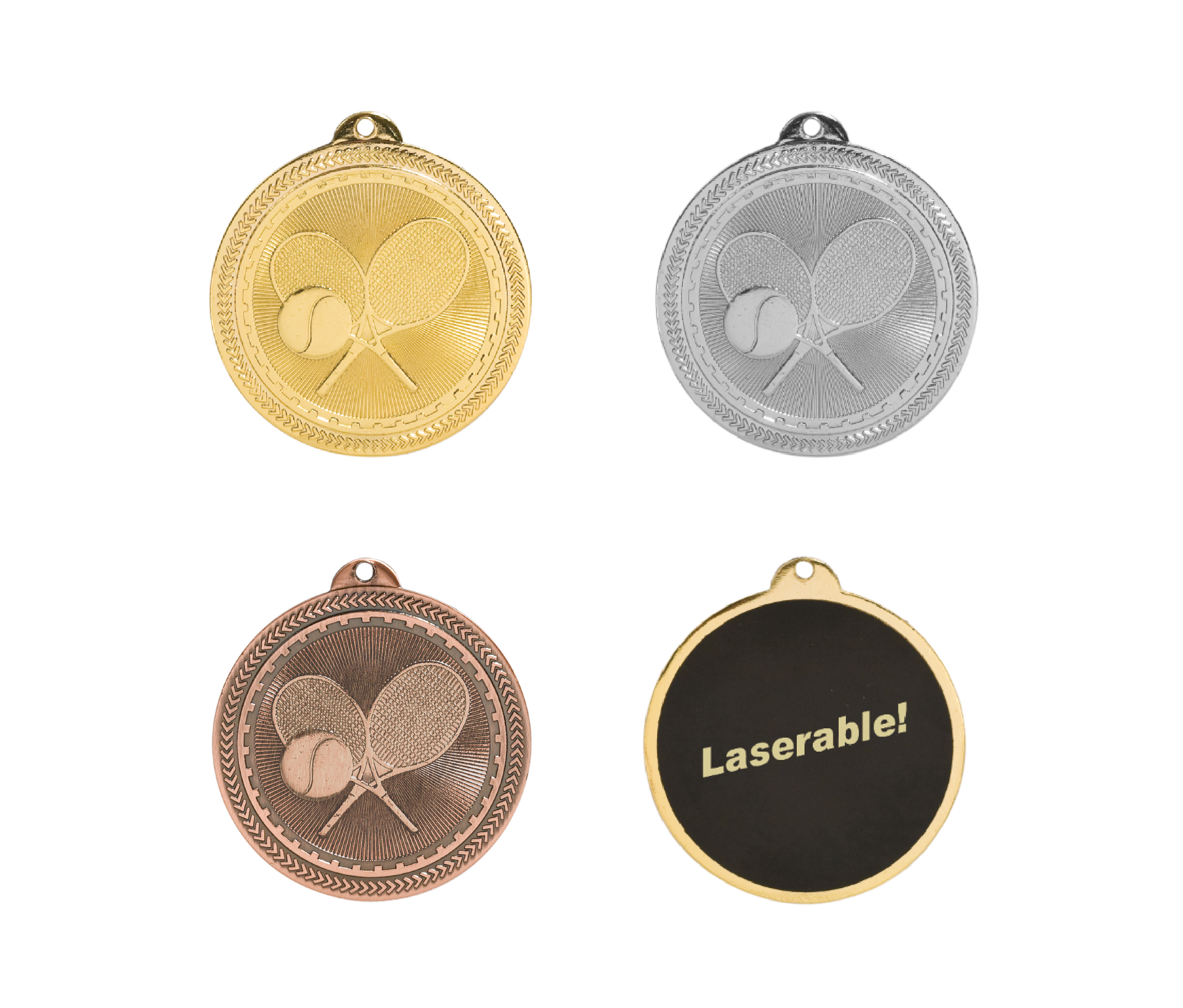 Tennis Laserable BriteLazer Medal, 2" - Craftworks NW, LLC