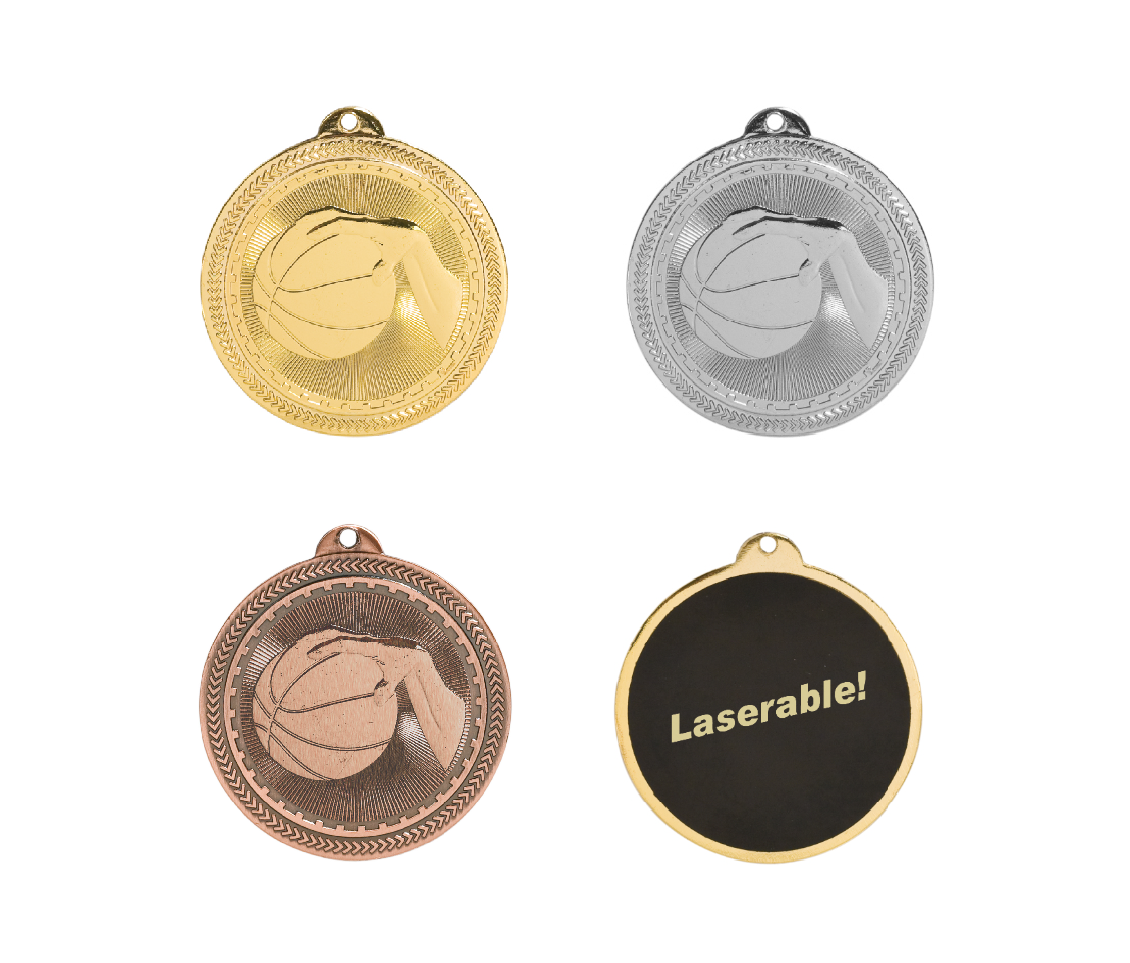 Basketball Laserable BriteLazer Medal, 2" - Craftworks NW, LLC
