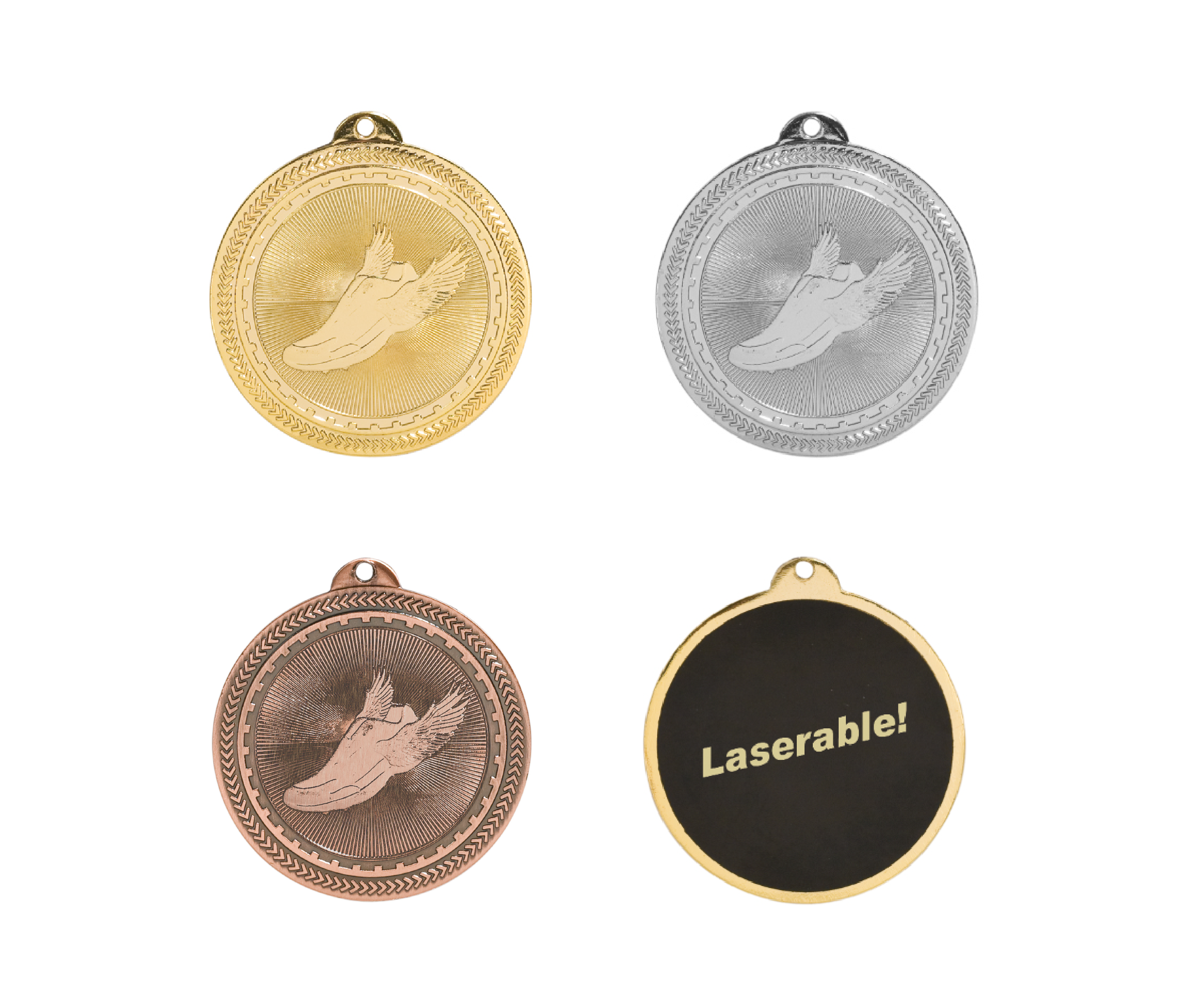 Track Laserable BriteLazer Medal, 2" - Craftworks NW, LLC
