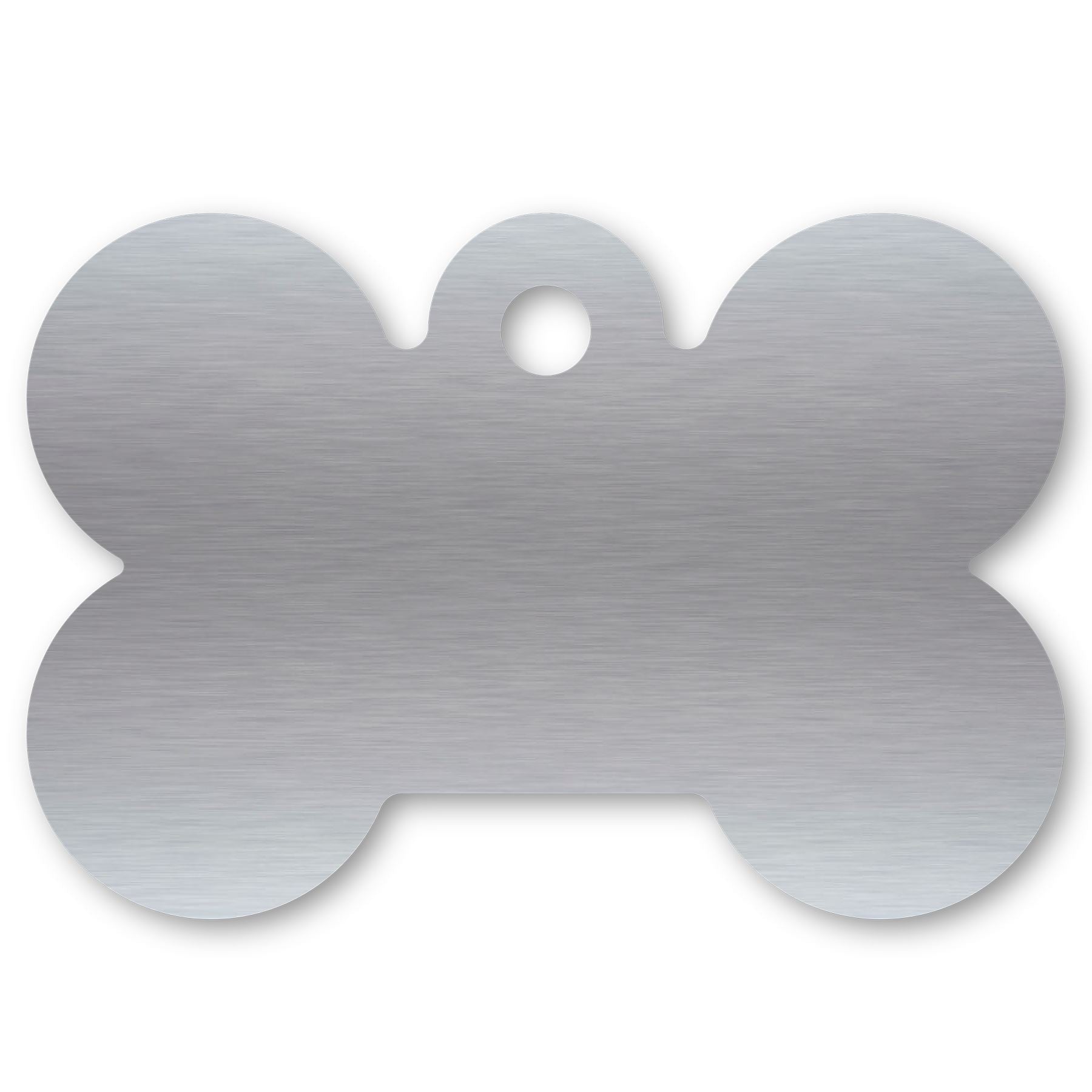 Anodized Aluminum Dog Bone Shaped Tags, 1-1/16" x 1-9/16" with 1/8" Hole, Laser Engraved Metal Tags Craftworks NW Silver 