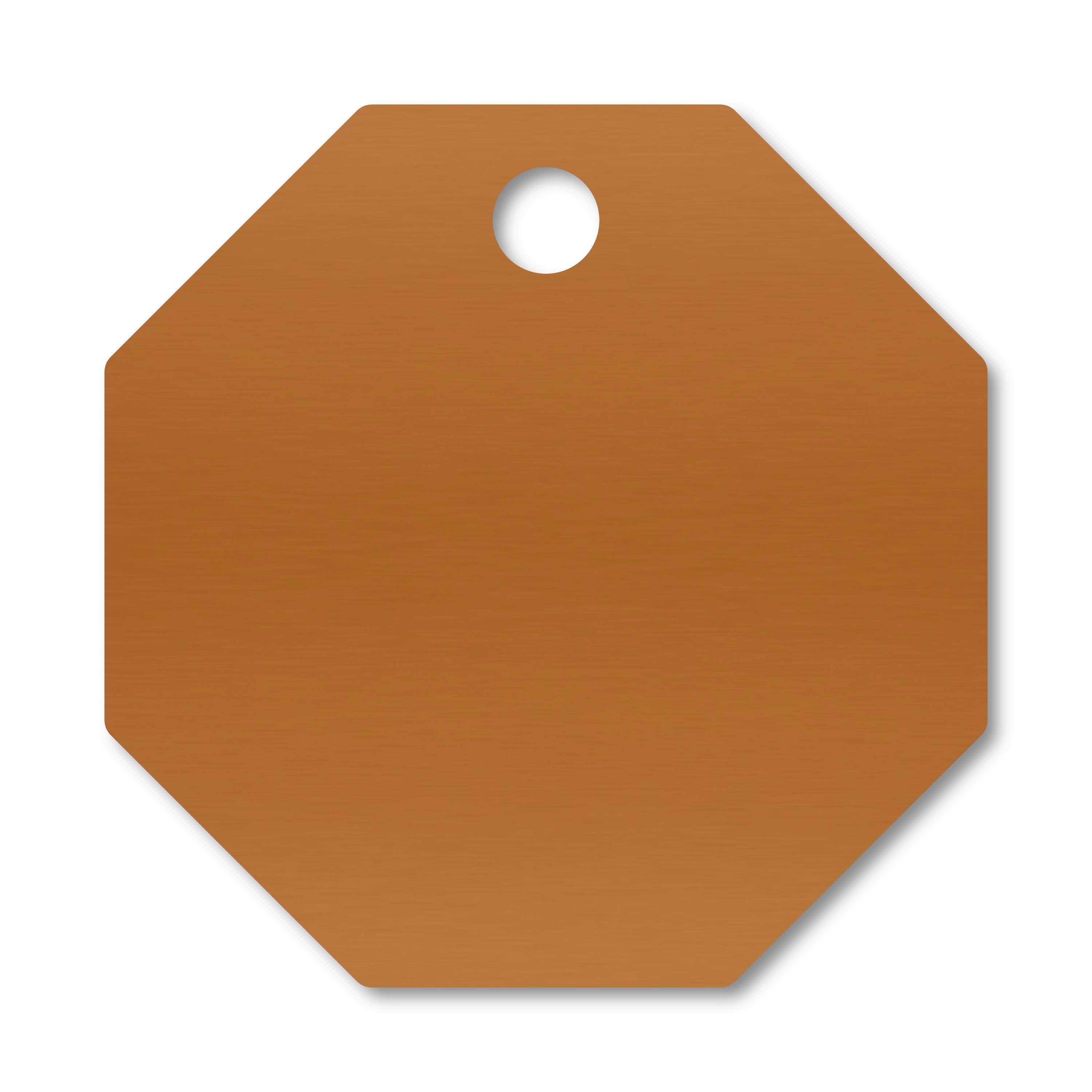 Anodized Aluminum Octagon Tags, 1-1/8" with 1/8" Hole, Laser Engraved Metal Tags Craftworks NW Orange 