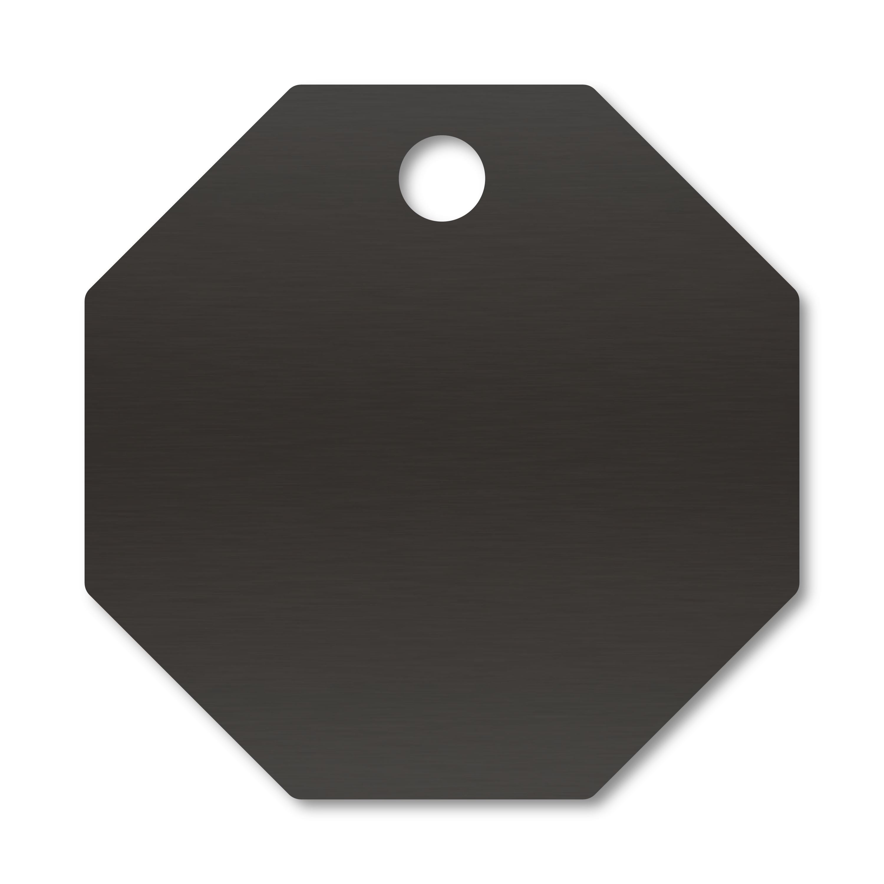 Anodized Aluminum Octagon Tags, 1" with 3/32" Hole, Laser Engraved Metal Tags Craftworks NW Black 