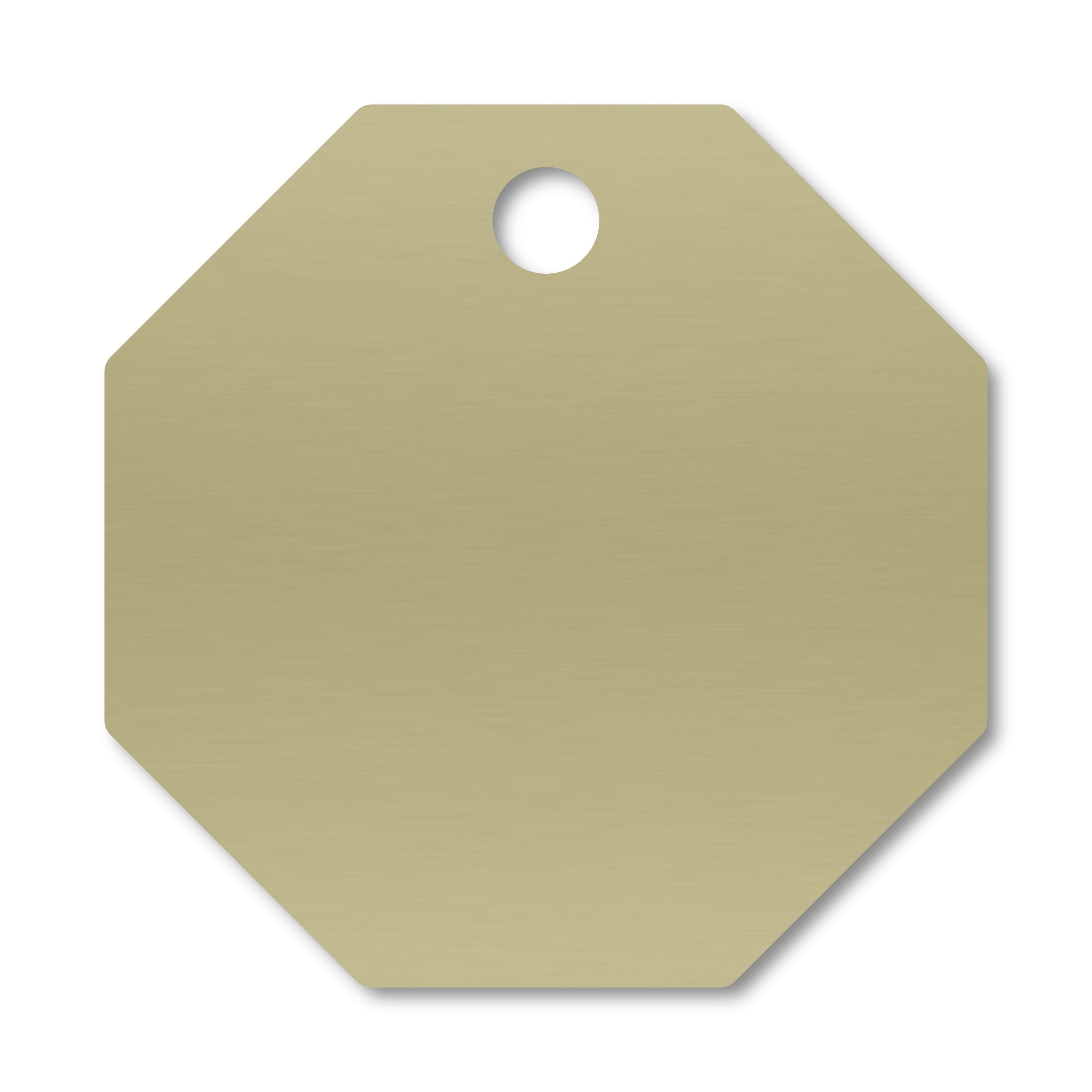 Anodized Aluminum Octagon Tags, 1" with 3/32" Hole, Laser Engraved Metal Tags Craftworks NW Gold 