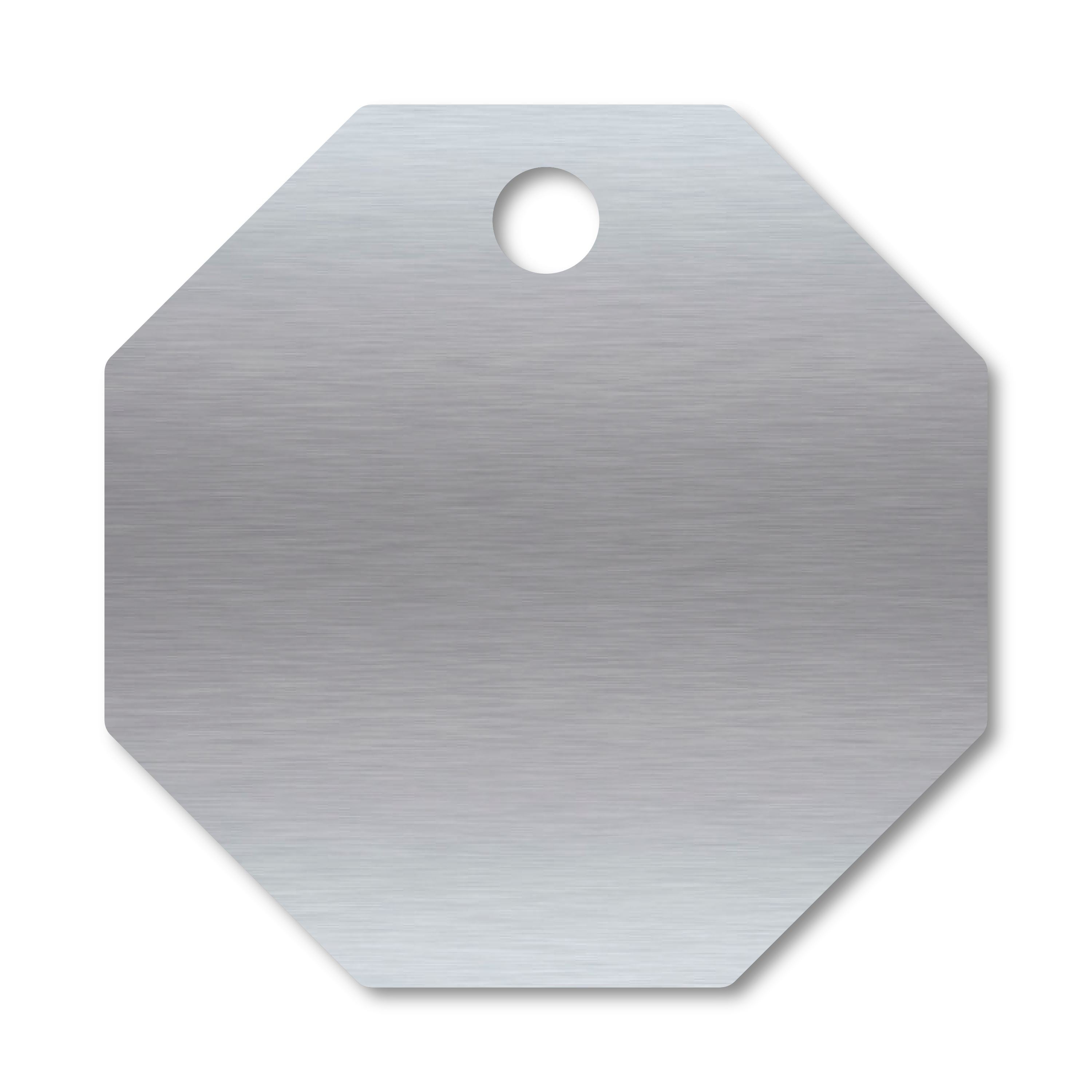 Anodized Aluminum Octagon Tags, 1" with 3/32" Hole, Laser Engraved Metal Tags Craftworks NW Silver 