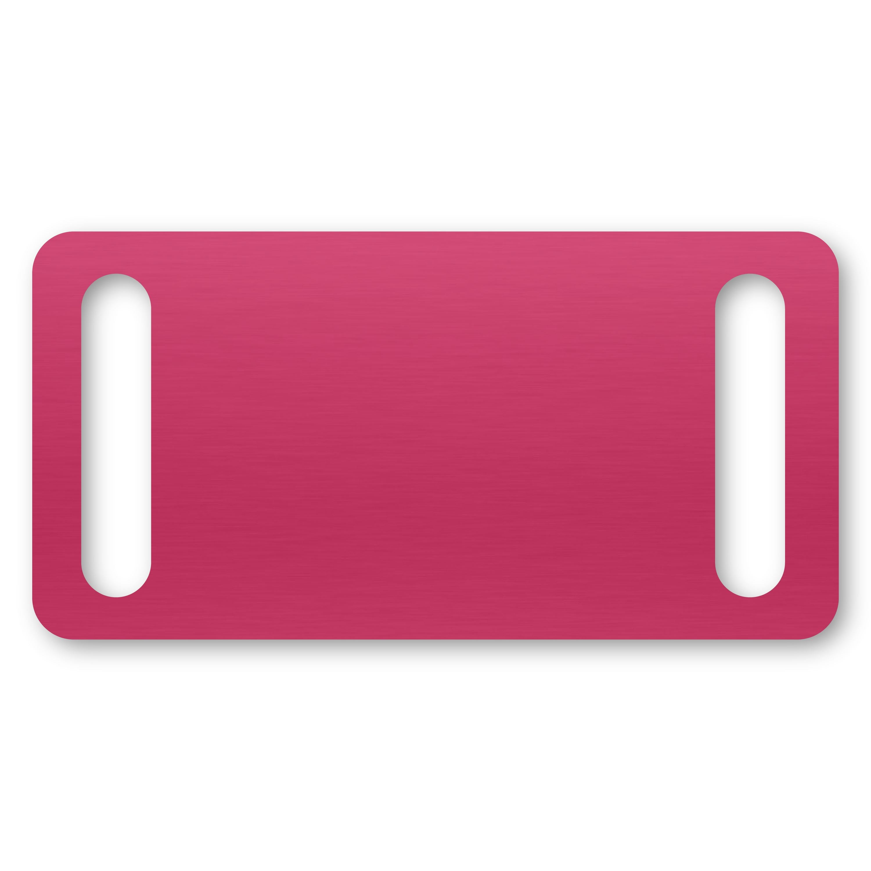 Anodized Aluminum Rectangle Slide-On Tags, 1-3/16" x 2" with 1/4" x 1" Slot, Laser Engraved Metal Tags Craftworks NW Pink 