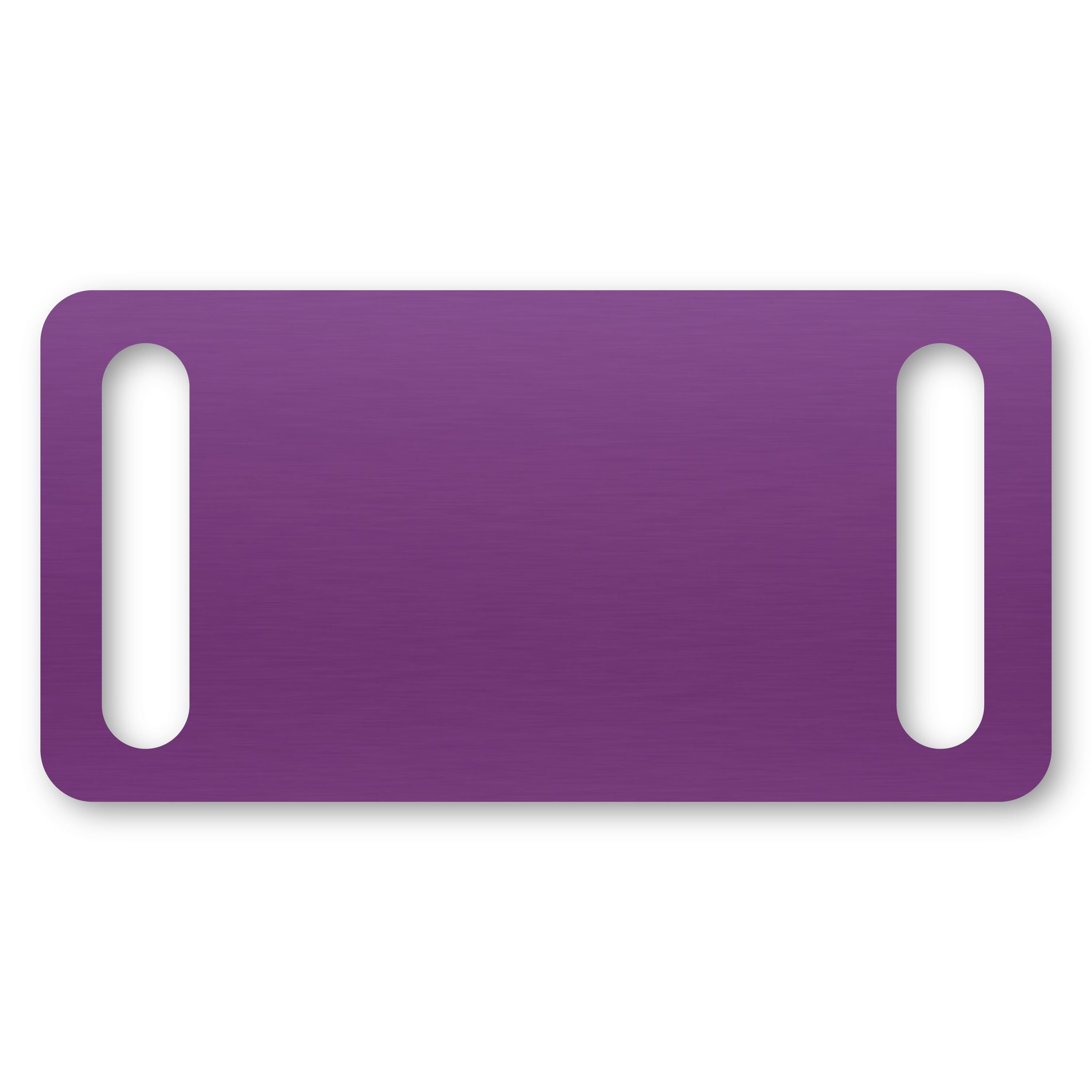 Anodized Aluminum Rectangle Slide-On Tags, 1-3/16" x 2" with 1/4" x 1" Slot, Laser Engraved Metal Tags Craftworks NW Purple 