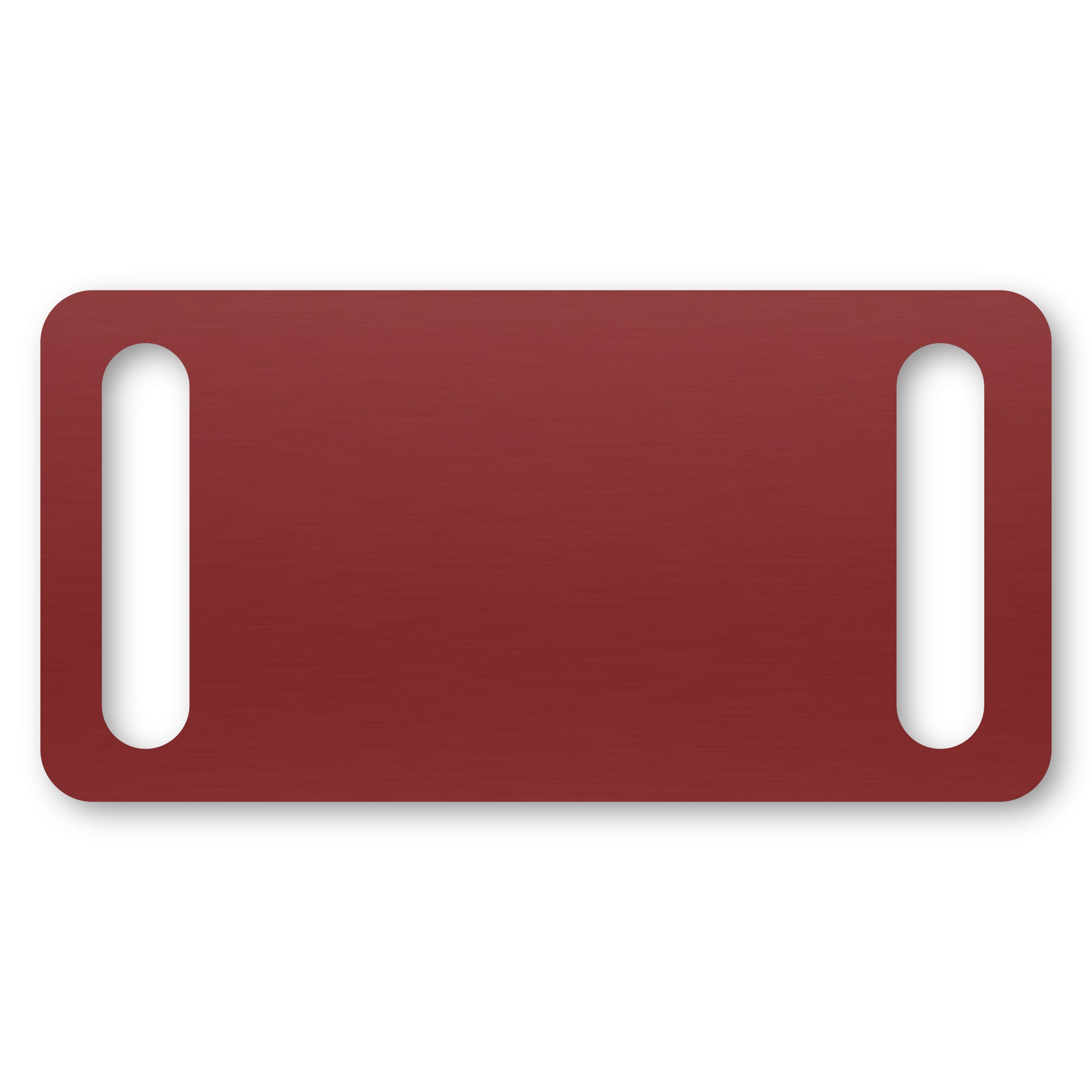 Anodized Aluminum Rectangle Slide-On Tags, 1-3/16" x 2" with 1/4" x 1" Slot, Laser Engraved Metal Tags Craftworks NW Red 