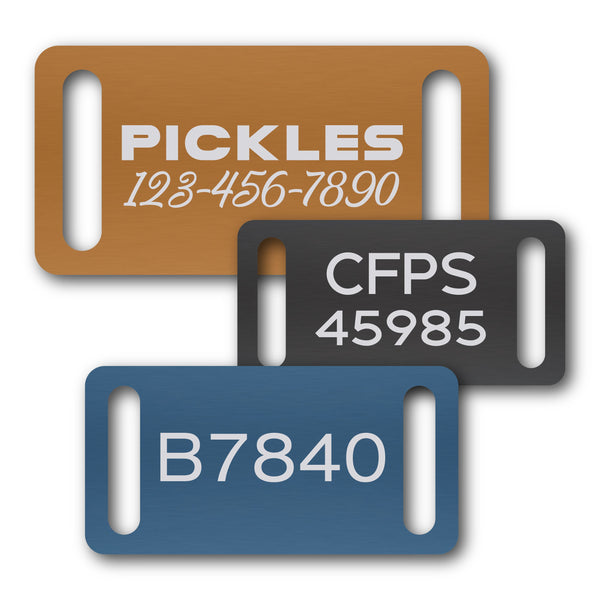 Anodized Aluminum Rectangle Rivet-On Tags, 5/8 x 1-3/4 with 3/32 Ho