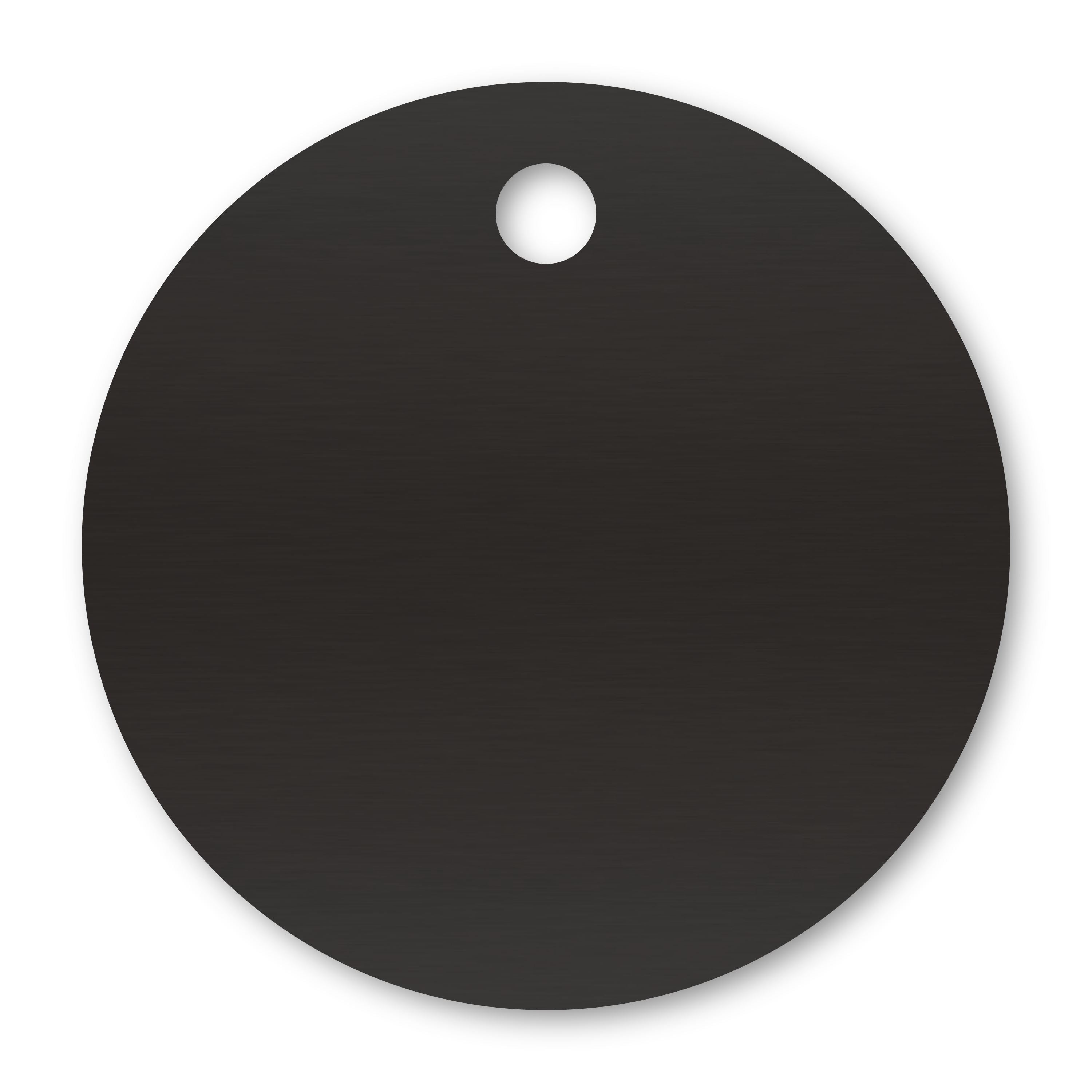 Anodized Aluminum Round Tags, 1-1/2" with 1/8" Hole, Laser Engraved Metal Tags Craftworks NW Black 