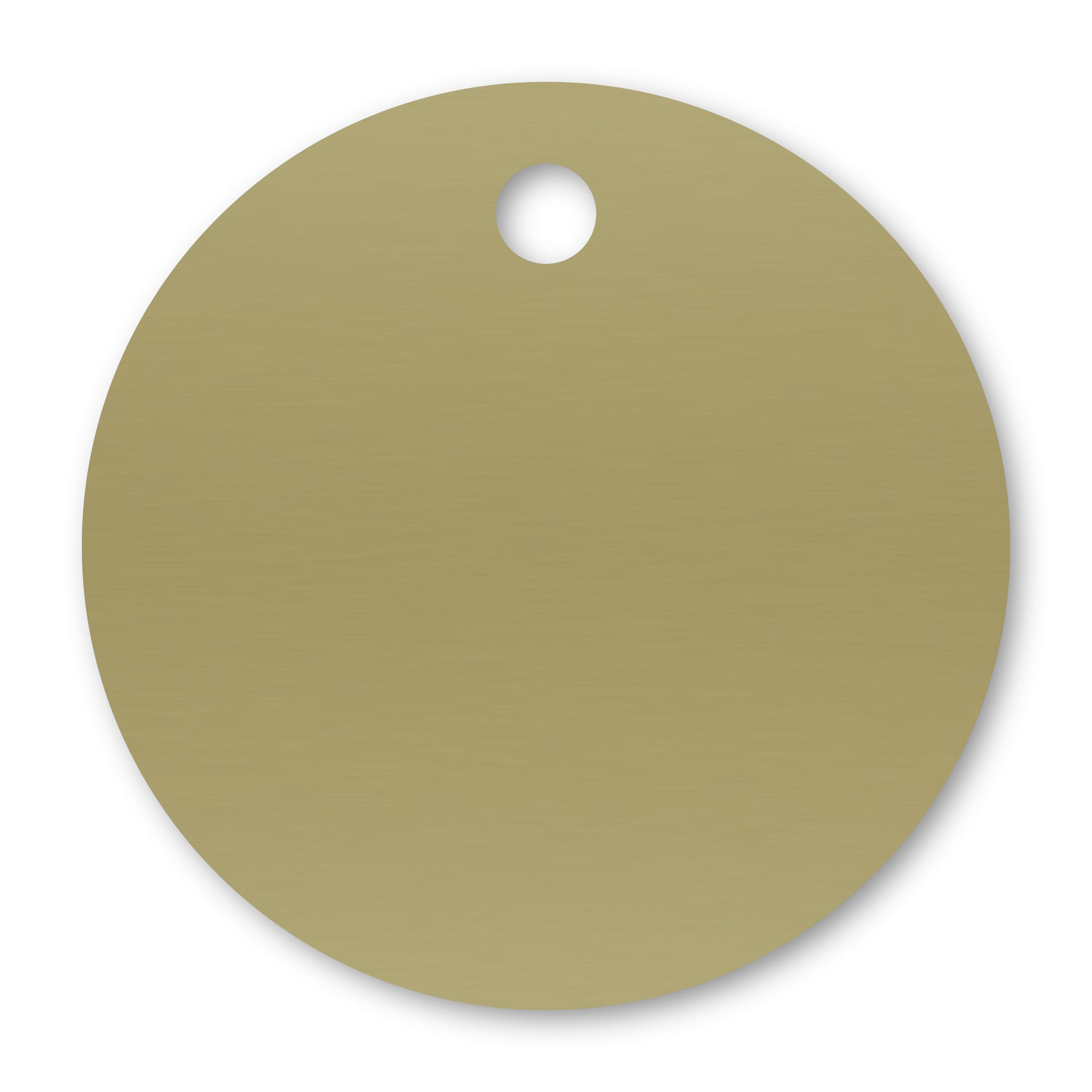 Anodized Aluminum Round Tags, 1-1/2" with 1/8" Hole, Laser Engraved Metal Tags Craftworks NW Gold 