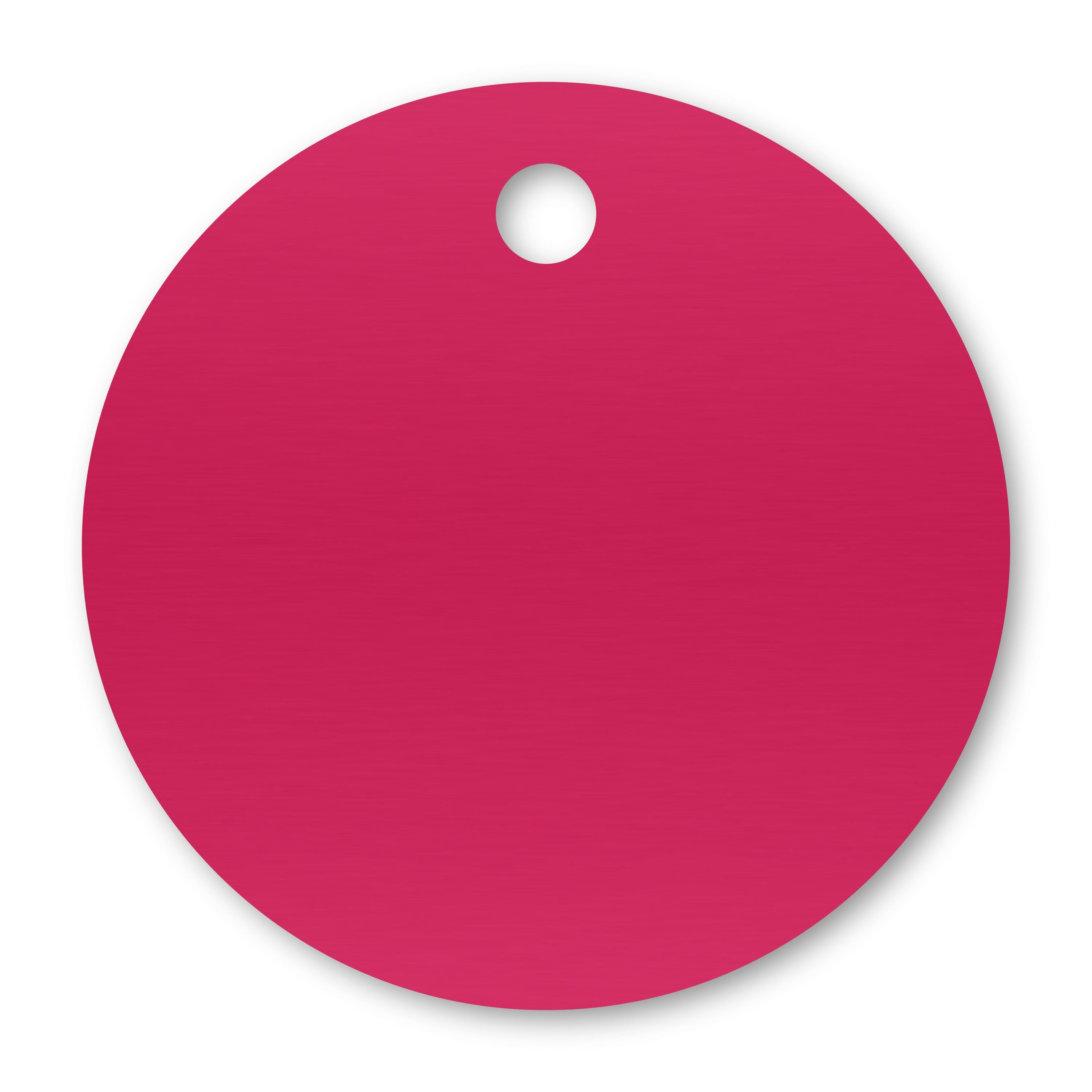 Anodized Aluminum Round Tags, 1-1/2" with 1/8" Hole, Laser Engraved Metal Tags Craftworks NW Pink 