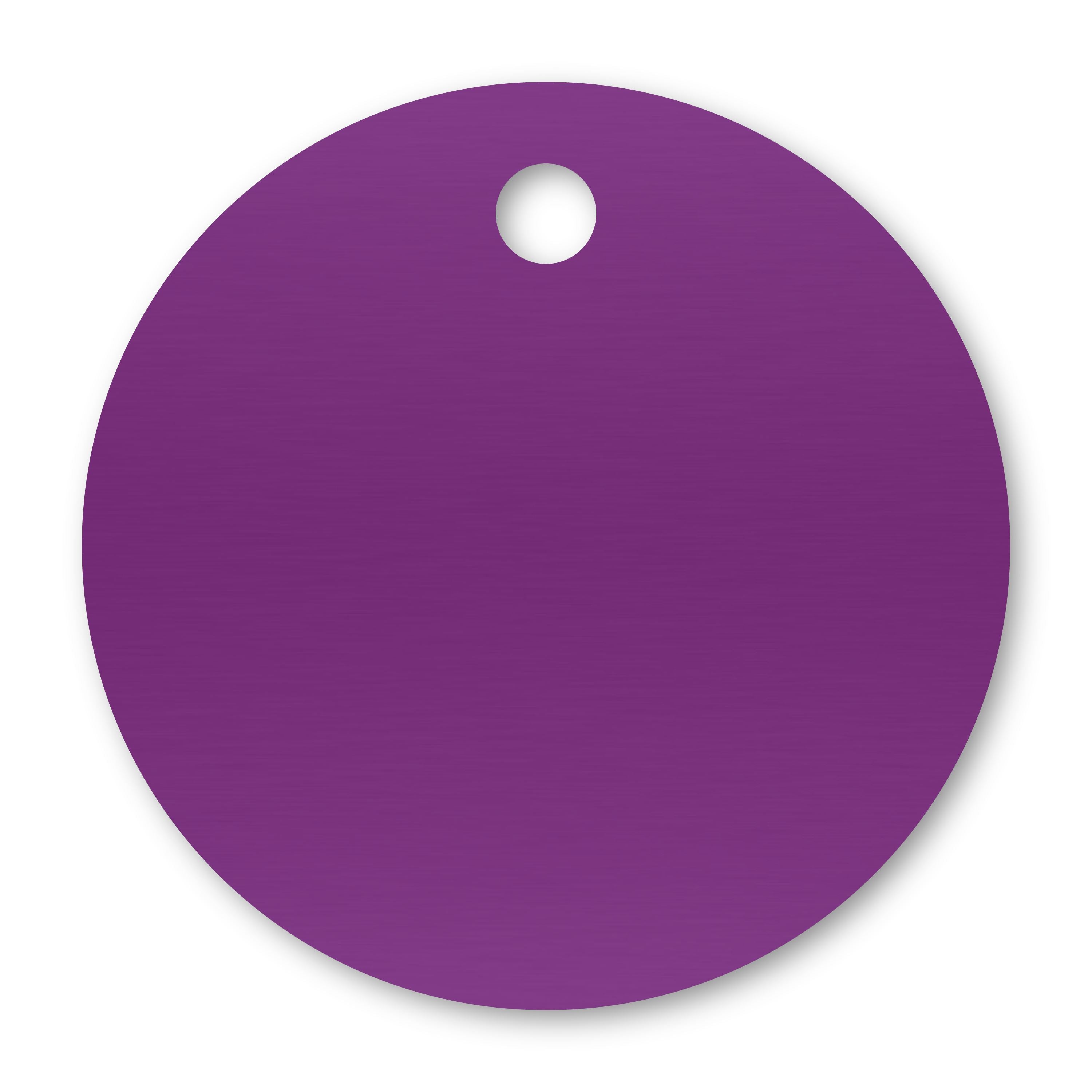 Anodized Aluminum Round Tags, 1-1/2" with 1/8" Hole, Laser Engraved Metal Tags Craftworks NW Purple 