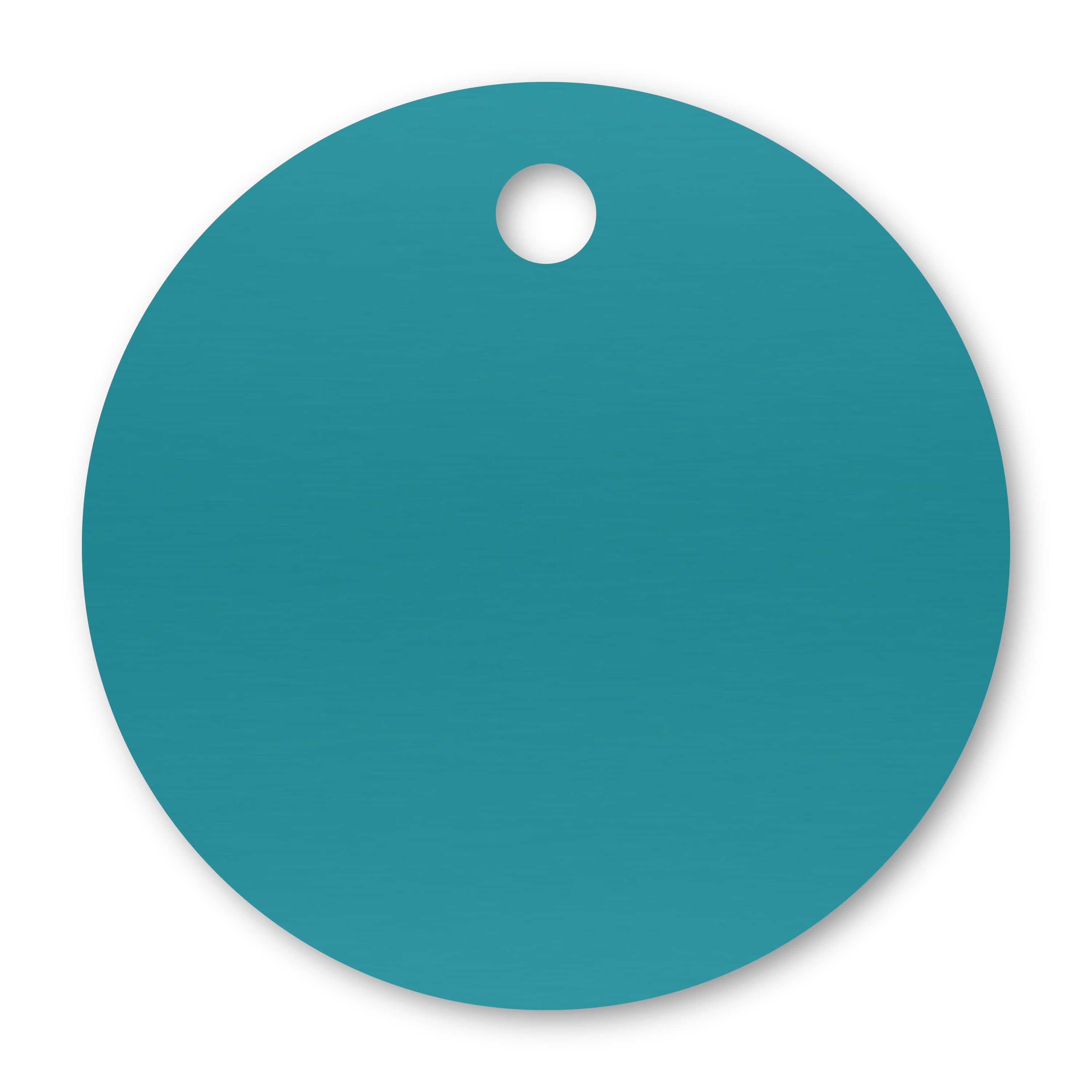 Anodized Aluminum Round Tags, 1-1/2" with 1/8" Hole, Laser Engraved Metal Tags Craftworks NW Turquoise 