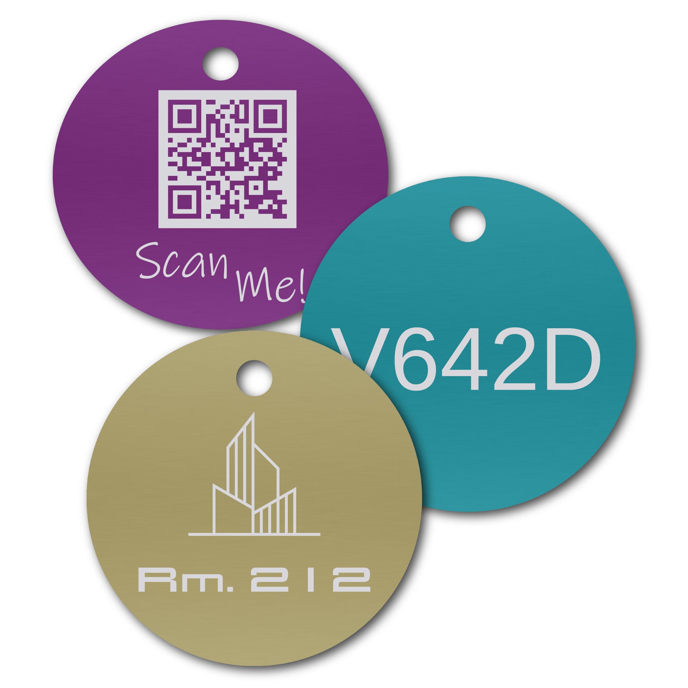 Anodized Aluminum Round Tags, 2" with 3/16" Hole, Laser Engraved Metal Tags Craftworks NW 
