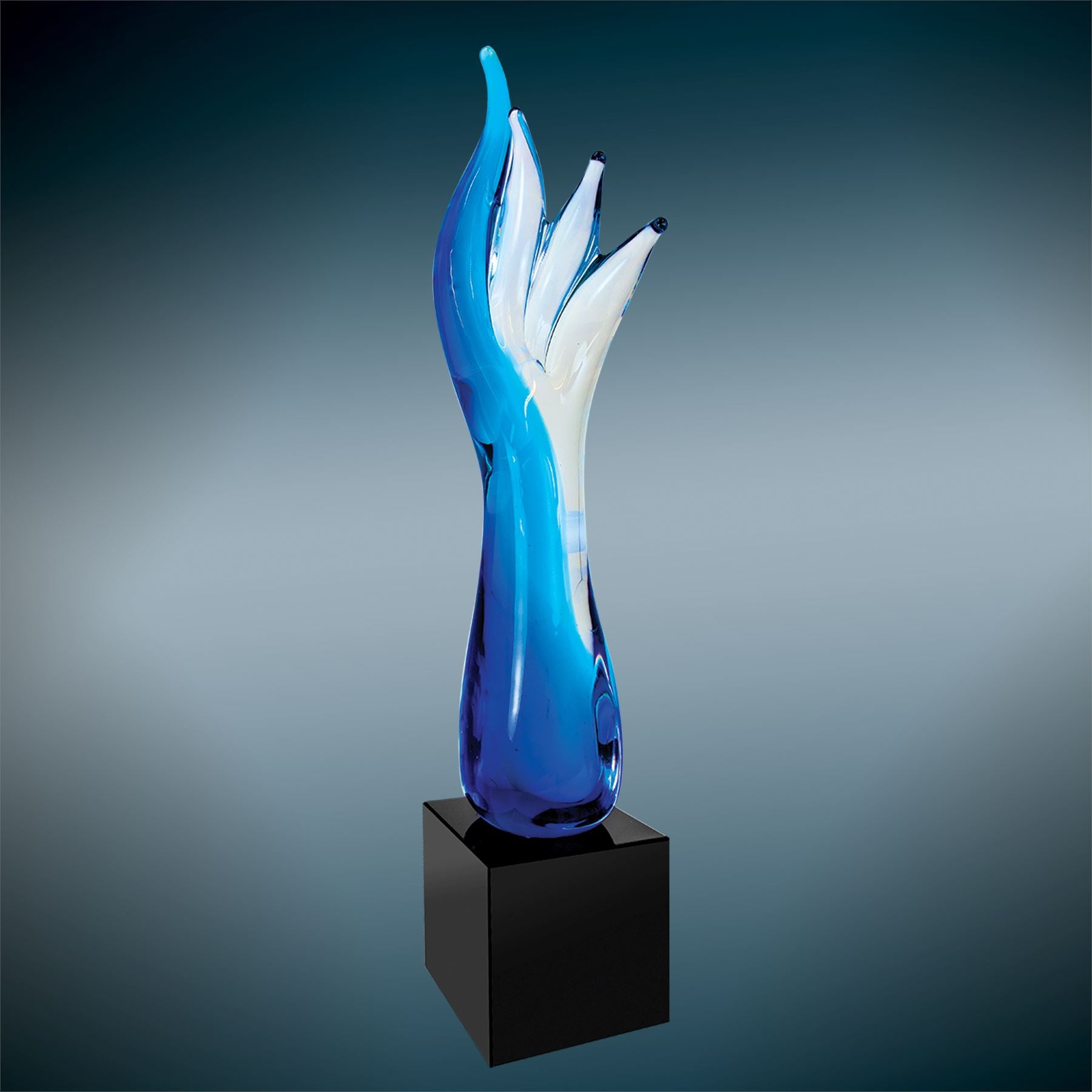 Blue Aspire, 17" Art Glass Award, Laser Engraved Art Glass Craftworks NW 