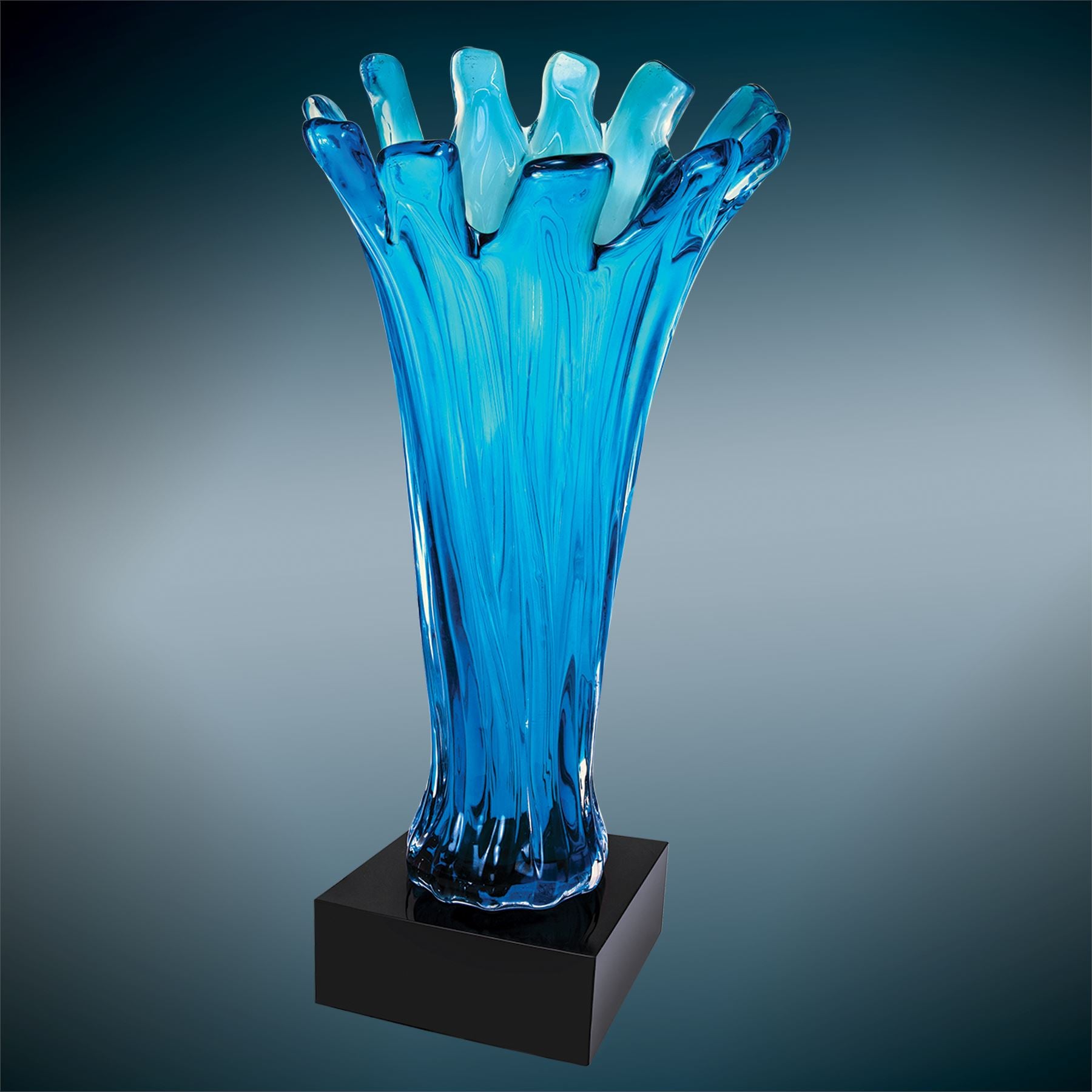 Blue Cup, 12-1/2" Art Glass Award, Laser Engraved Art Glass Craftworks NW 