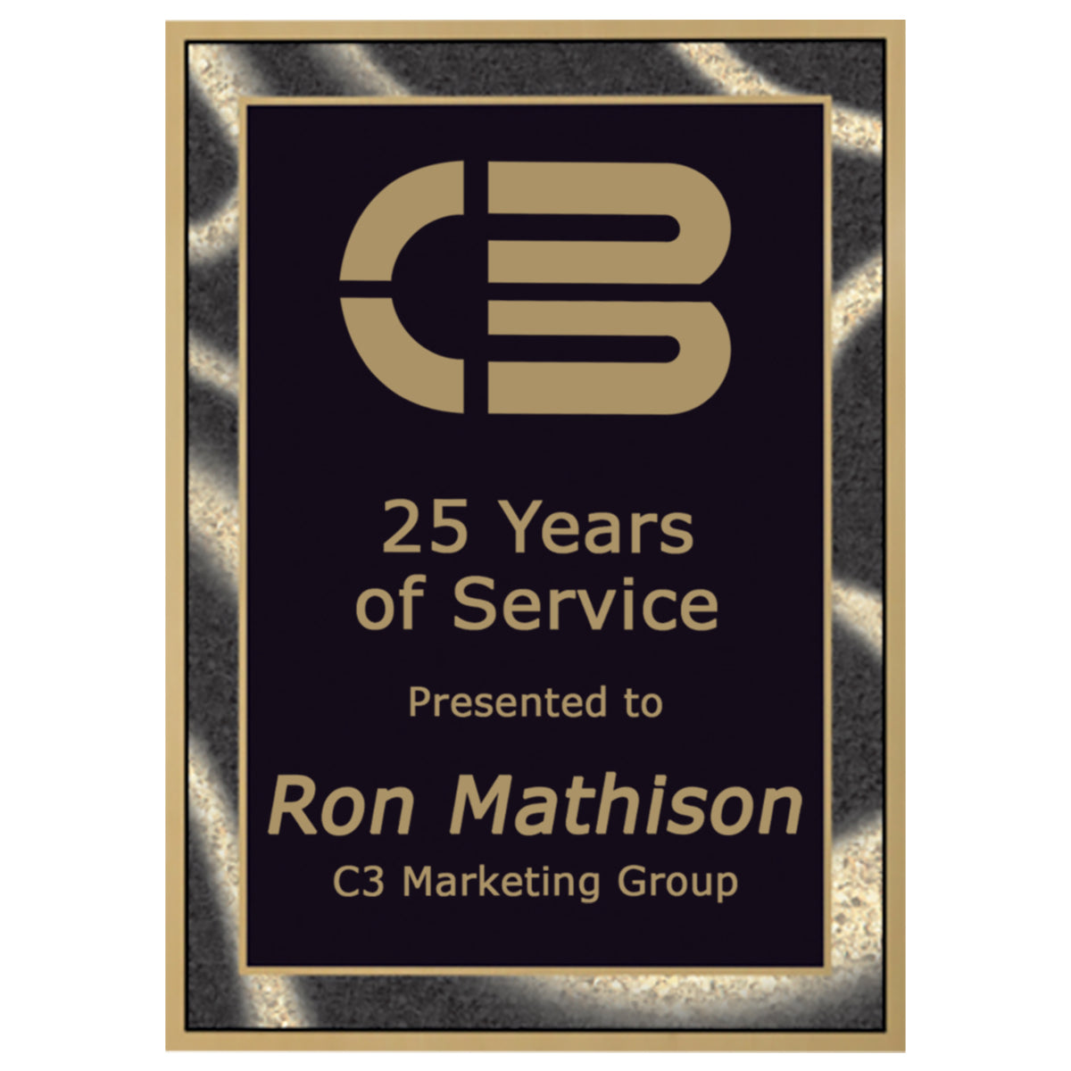 Brass Plated Steel Artist Plaque Plate, 5" x 7", Laser Engraved Plaque Plate Craftworks NW Black/Gold 