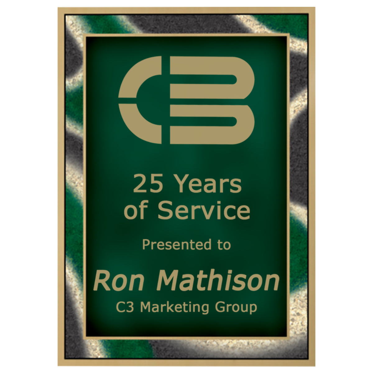 Brass Plated Steel Artist Plaque Plate, 5" x 7", Laser Engraved Plaque Plate Craftworks NW Green/Gold 