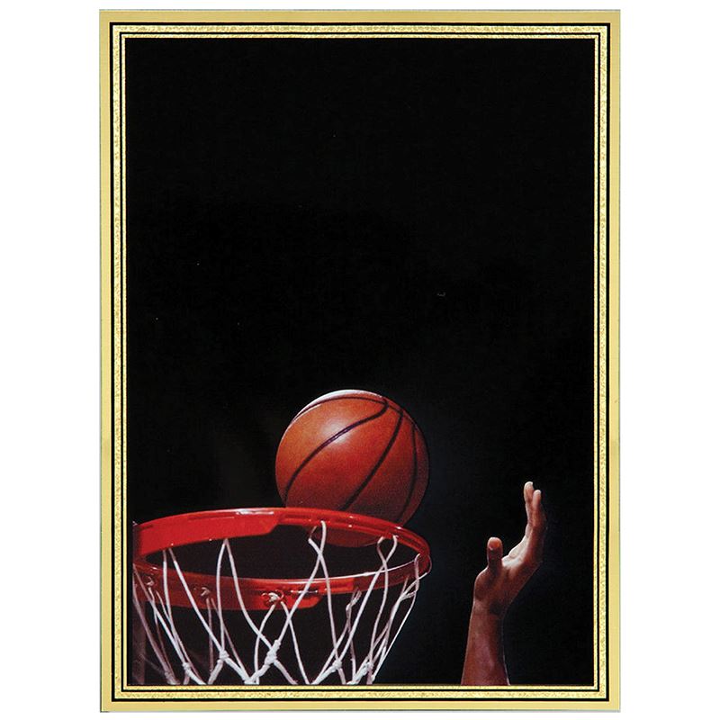 Brass Plated Steel Hi-Def Plaque Plate, Basketball, 3 7/8" x 5 7/8" Plaque Craftworks NW 