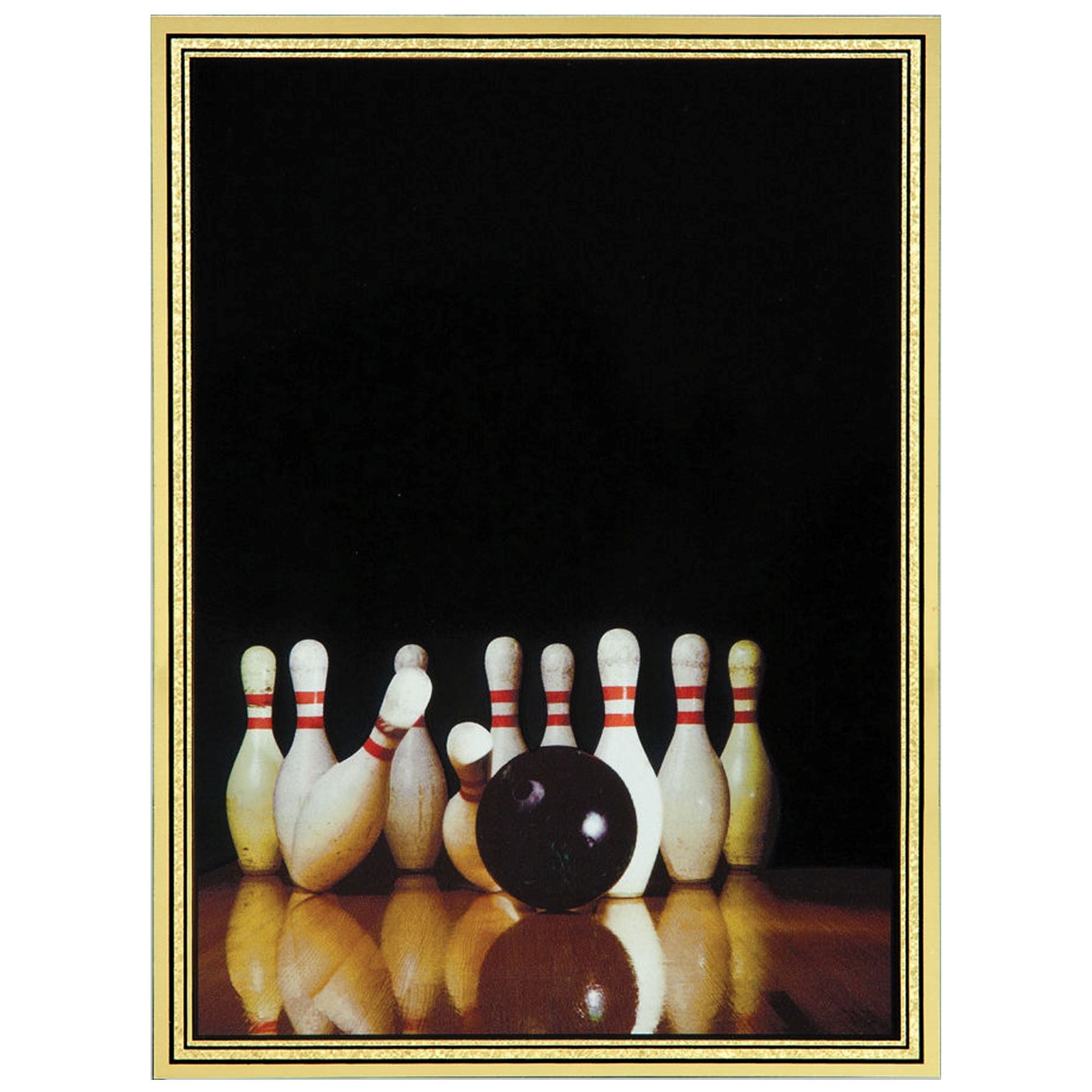 Brass Plated Steel Hi-Def Plaque Plate, Bowling, 3 7/8" x 5 7/8" Plaque Craftworks NW 