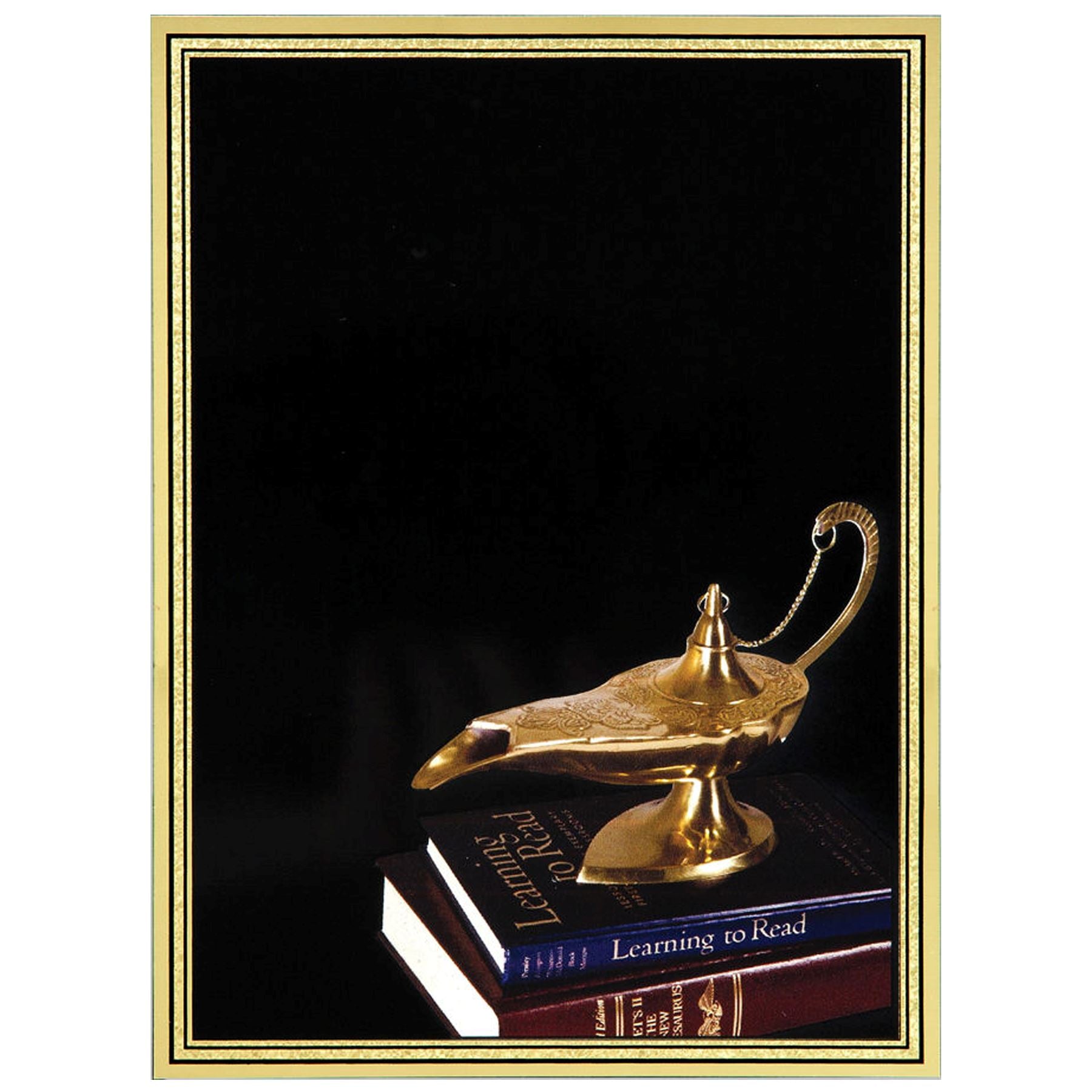 Brass Plated Steel Hi-Def Plaque Plate, Lamp of Knowledge, 3 7/8" x 5 7/8" Plaque Craftworks NW 