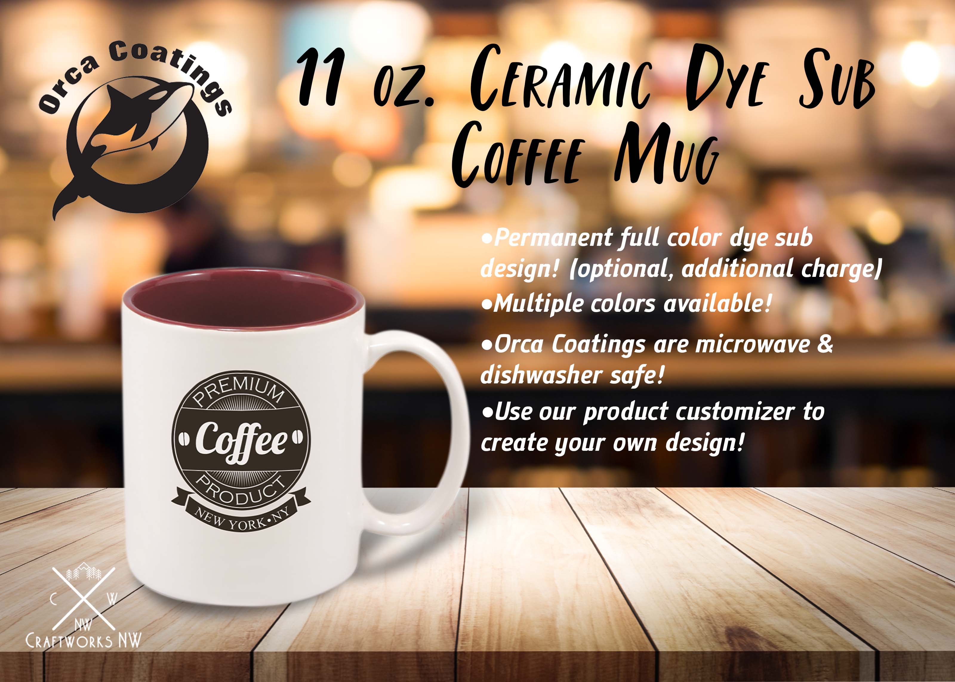 Ceramic Coffee Mugs 11 oz. Sublimatable Ceramic Mug Craftworks NW 