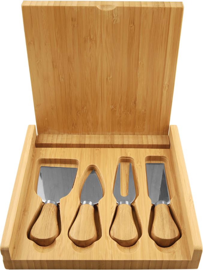 Cheese Set with 4 Tools, Bamboo 8" x 8" Cutting Board Craftworks NW 