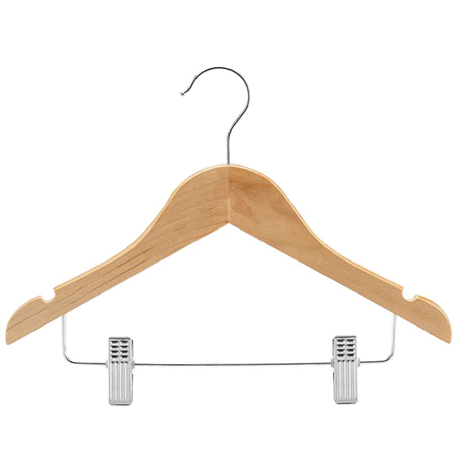Children's Wooden Clothes Hangers w/Clips Hangers Craftworks NW Natural 1-Side None