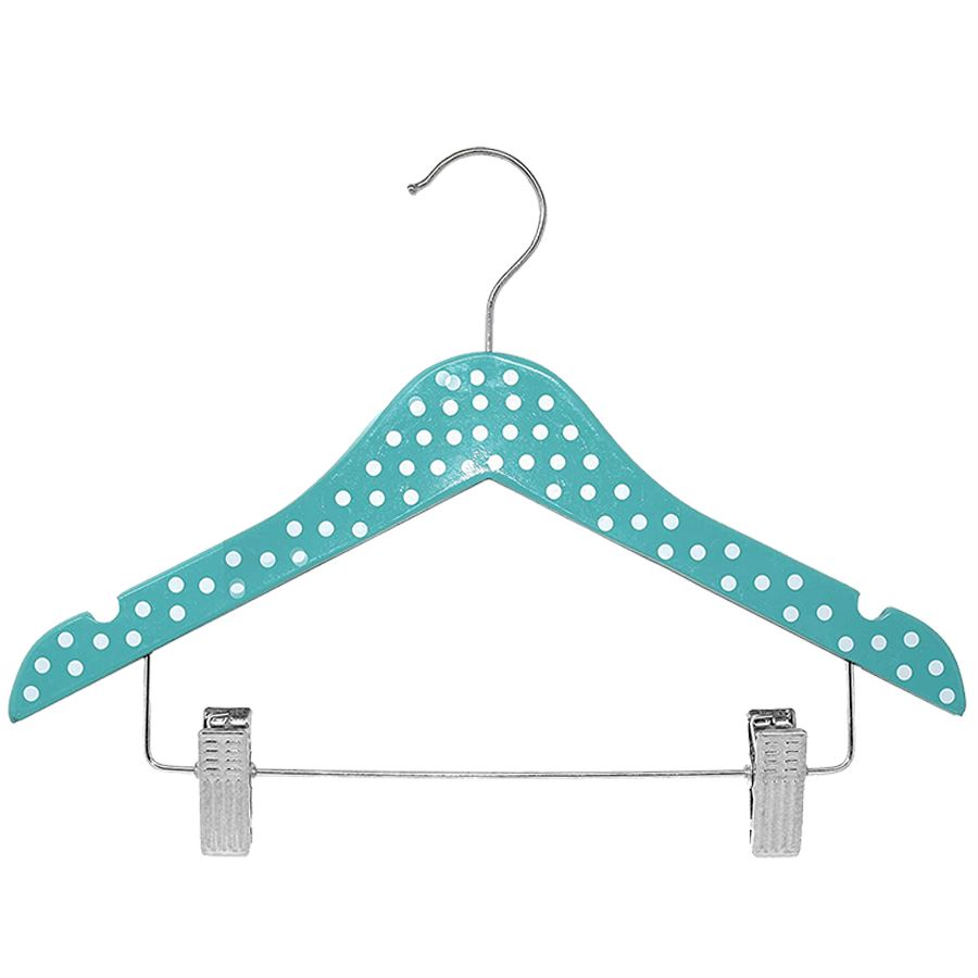 Children's Wooden Clothes Hangers w/Clips Hangers Craftworks NW Turquoise 1-Side None
