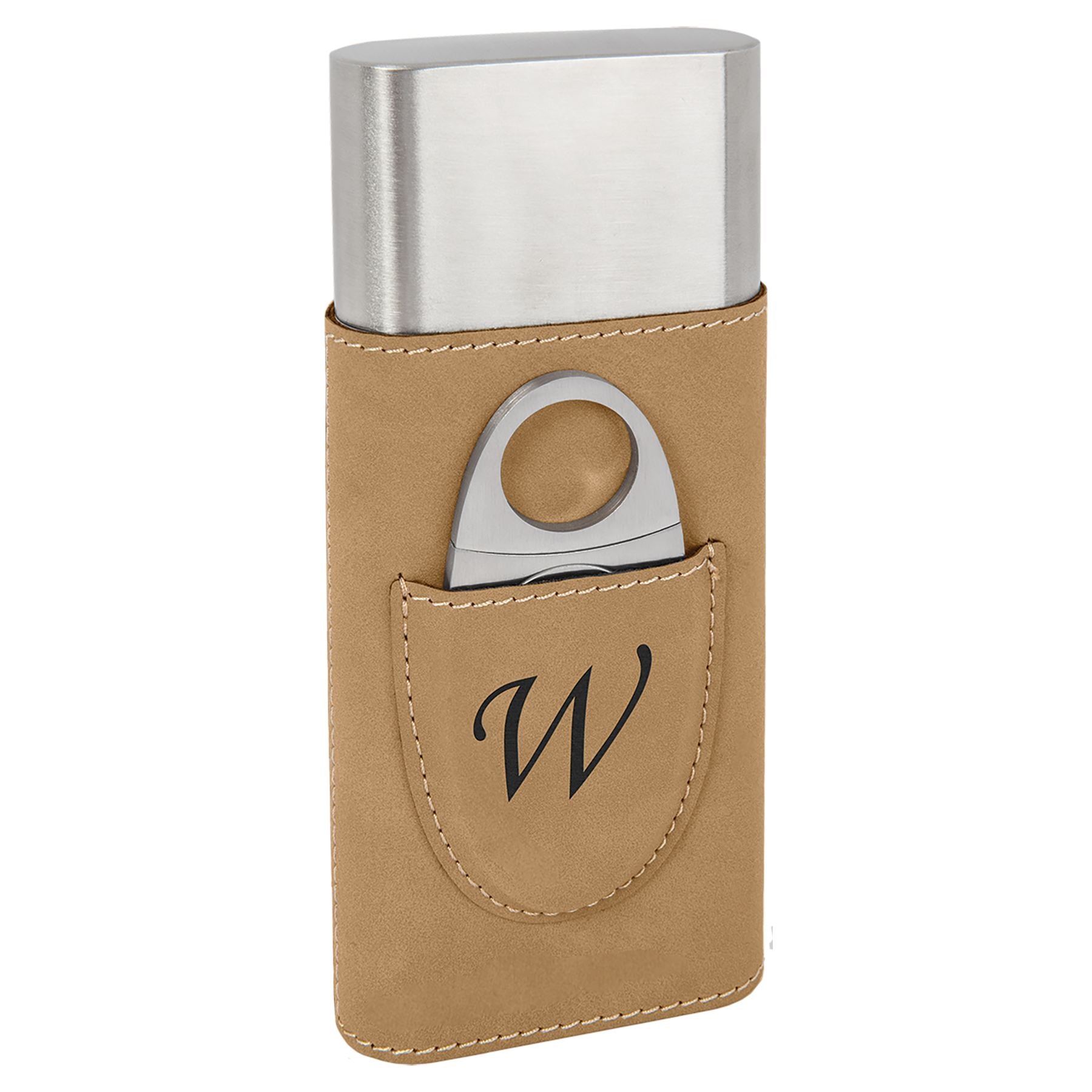 Cigar Case with Cutter, Laserable Leatherette - Craftworks NW, LLC