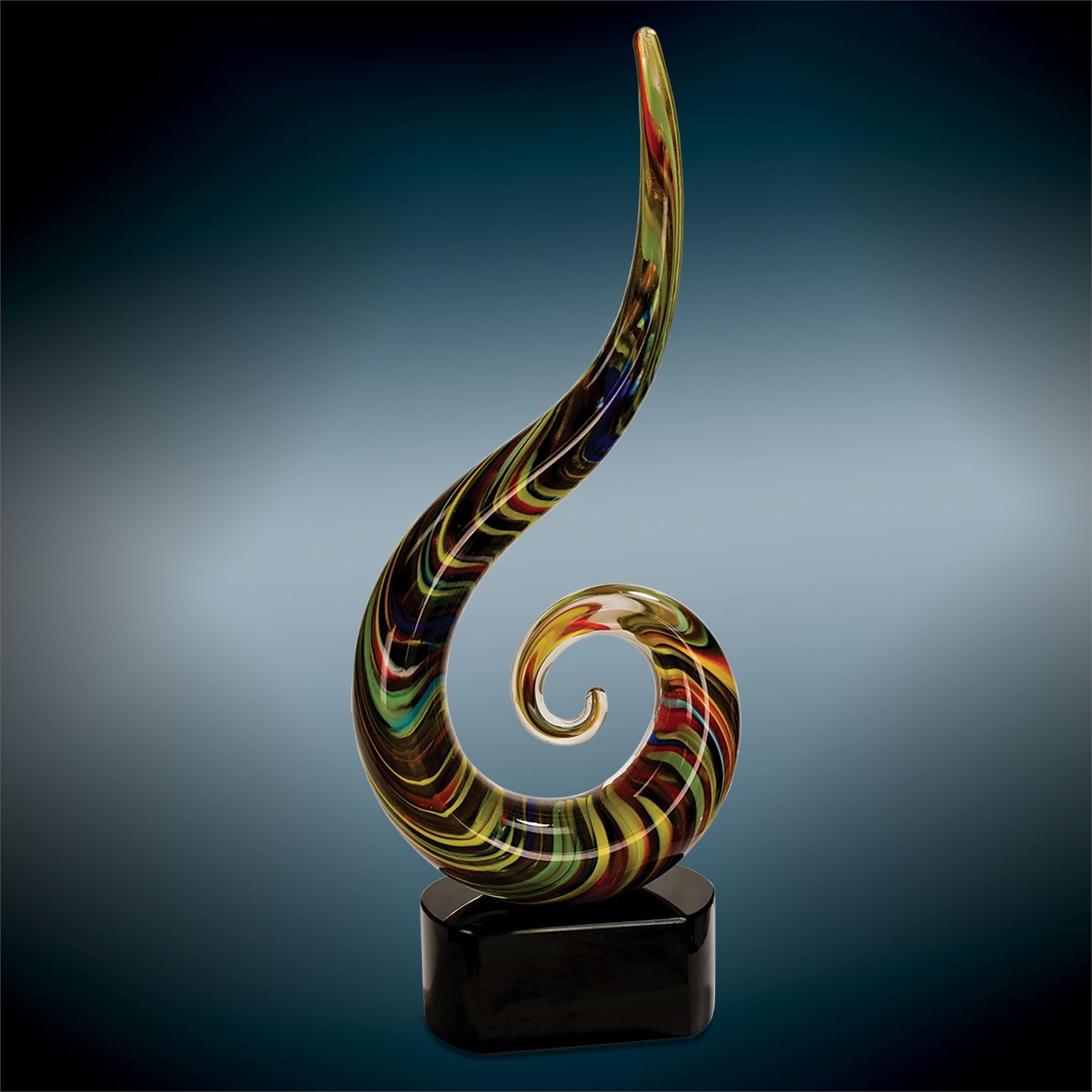 Color Swoop, 15-1/2" Art Glass Award, Laser Engraved Art Glass Craftworks NW 