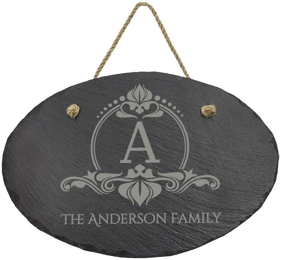 Customizable 11 3/4" x 7 3/4" Oval Slate Sign with Hanger String - Craftworks NW, LLC