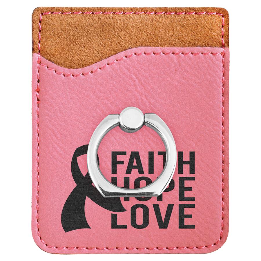Cell Phone Wallet w/Finger Ring, Laserable Leatherette - Craftworks NW, LLC