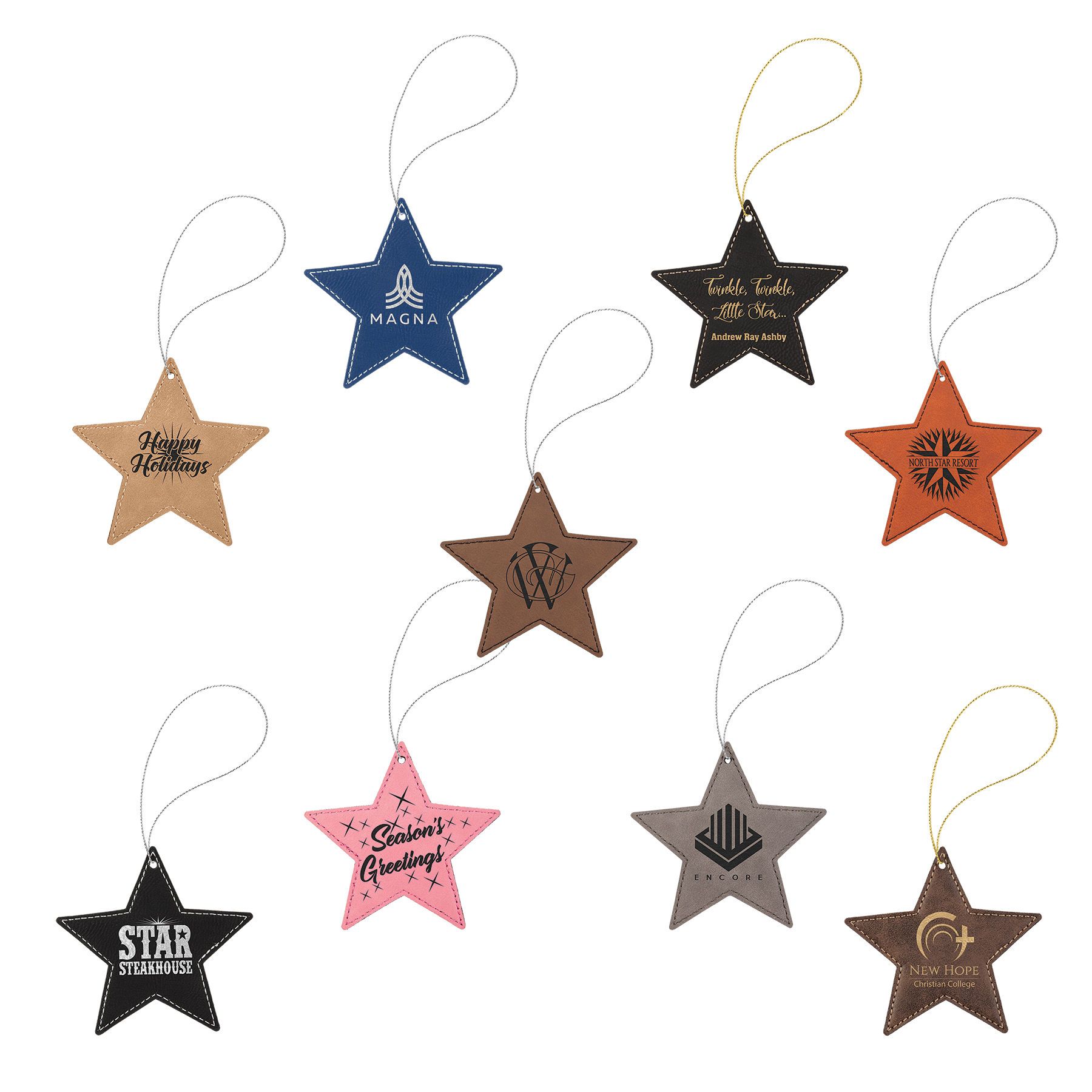 Star Shaped Christmas Ornaments, Laserable Leatherette - Craftworks NW, LLC