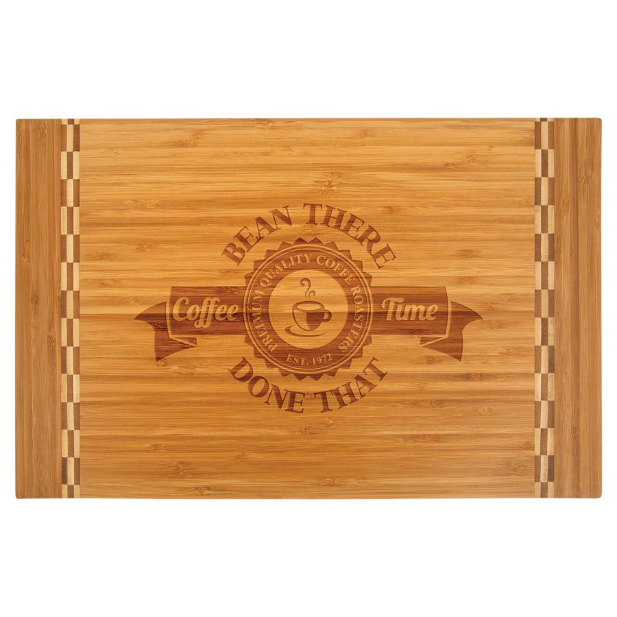 Cutting Board w/Butcher Block Inlay, Bamboo, 18 1/4" x 12", Laser Engraved Cutting Board Craftworks NW 