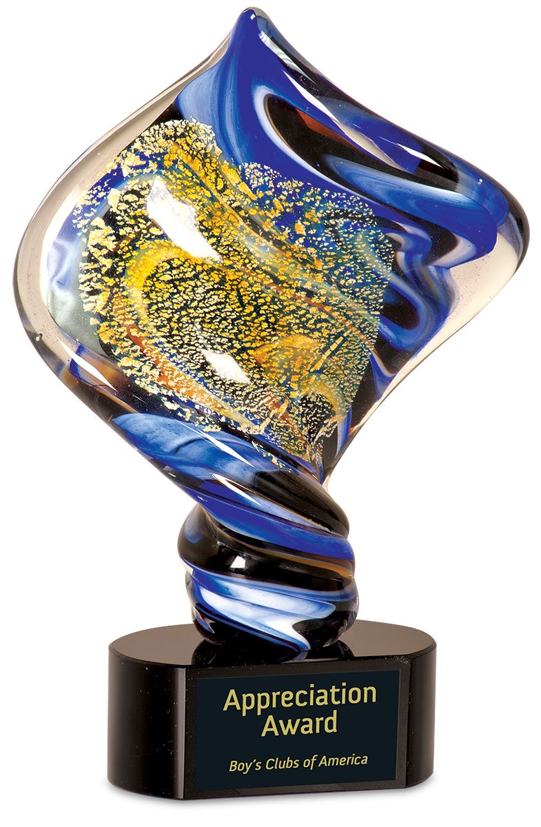 Diamond Twist, 11" Art Glass Award, Laser Engraved Art Glass Craftworks NW 
