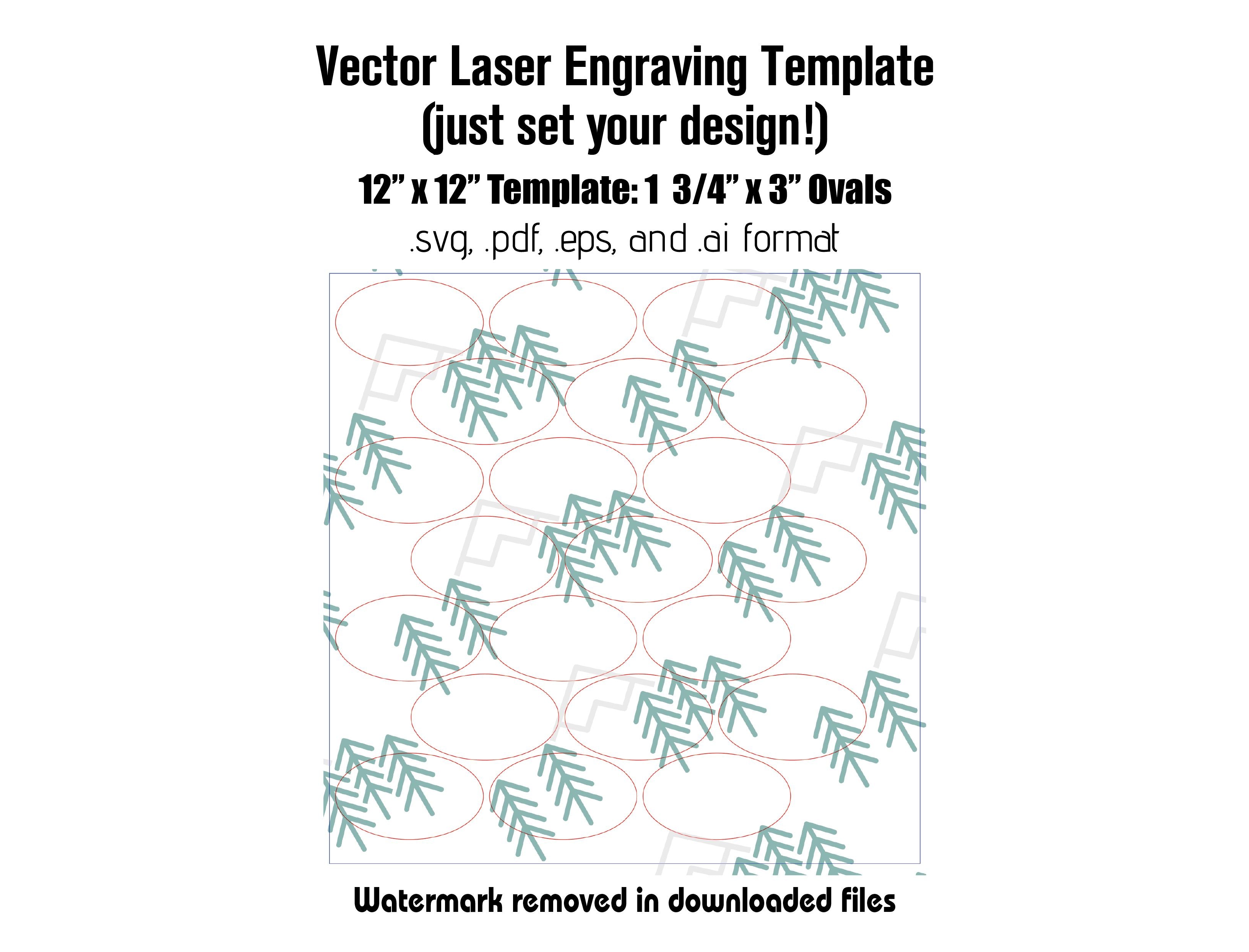 Digital Laser Cutting Template: 1.75" x 3" Ovals - 12" x 12" Sheet Size Digital Laser Engraving Files Craftworks NW 
