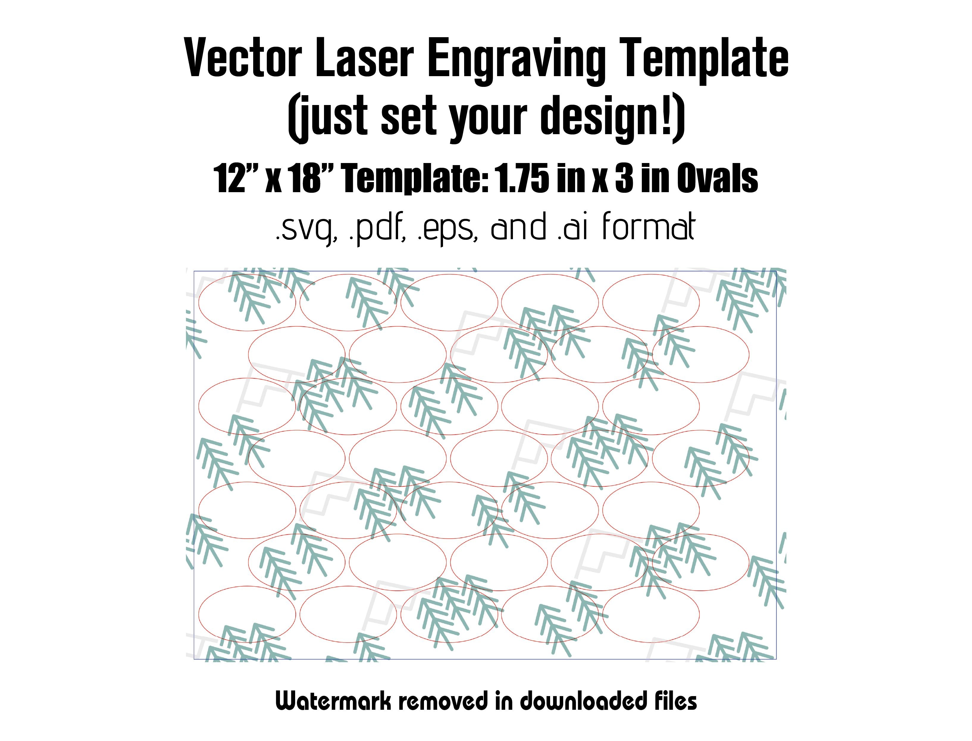 Digital Laser Cutting Template: 1.75" x 3" Ovals - 12" x 18" Sheet Size Digital Laser Engraving Files Craftworks NW 