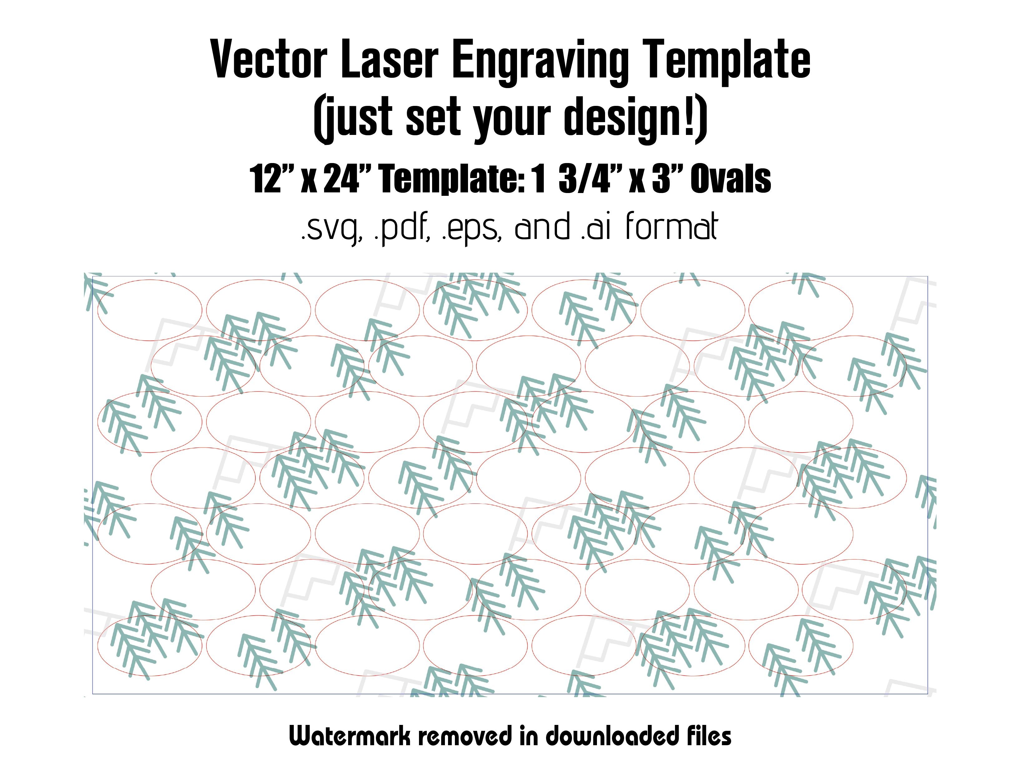 Digital Laser Cutting Template: 1.75" x 3" Ovals - 12" x 24" Sheet Size Digital Laser Engraving Files Craftworks NW 