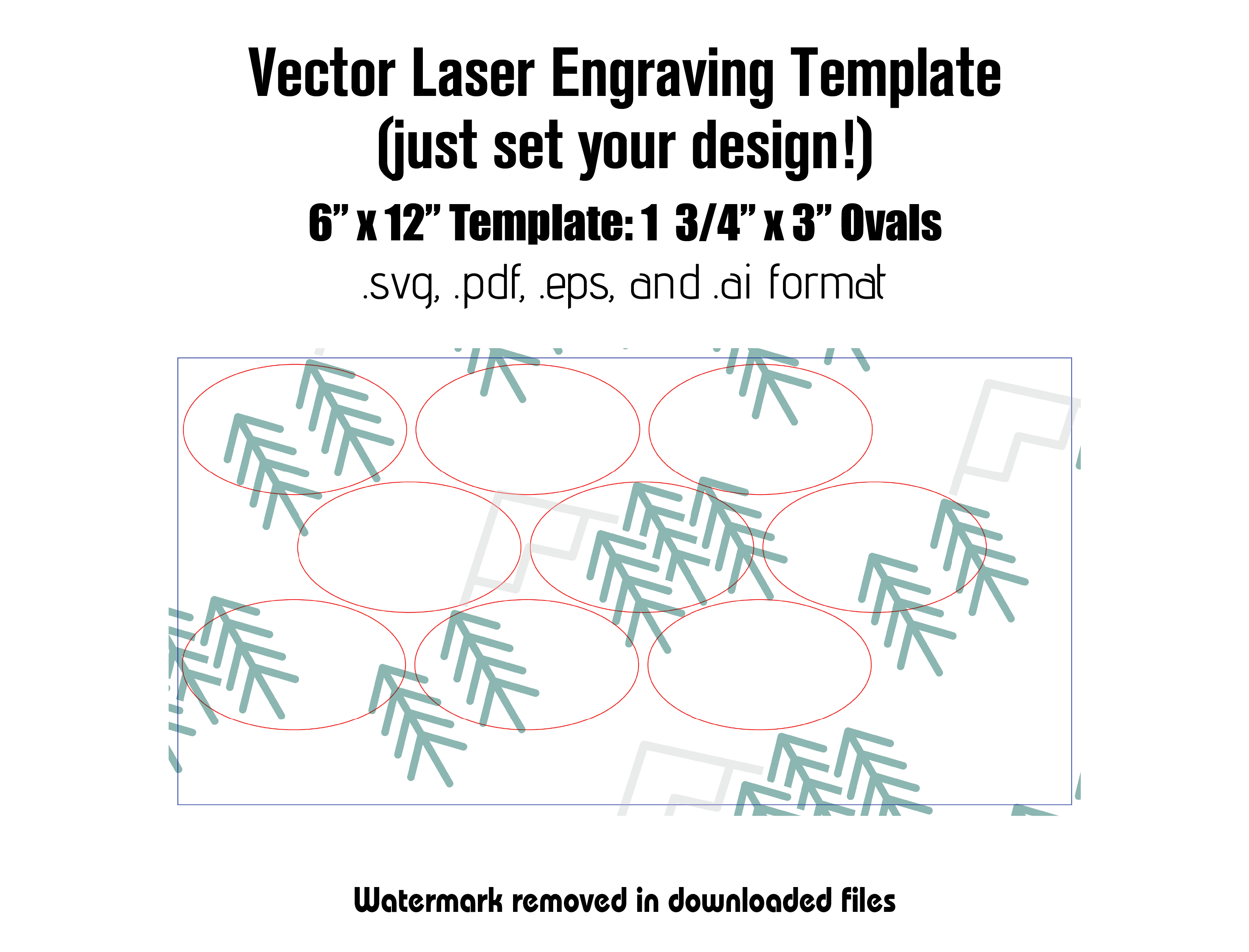 Digital Laser Cutting Template: 1.75" x 3" Ovals - 6" x 12" Sheet Size Digital Laser Engraving Files Craftworks NW 