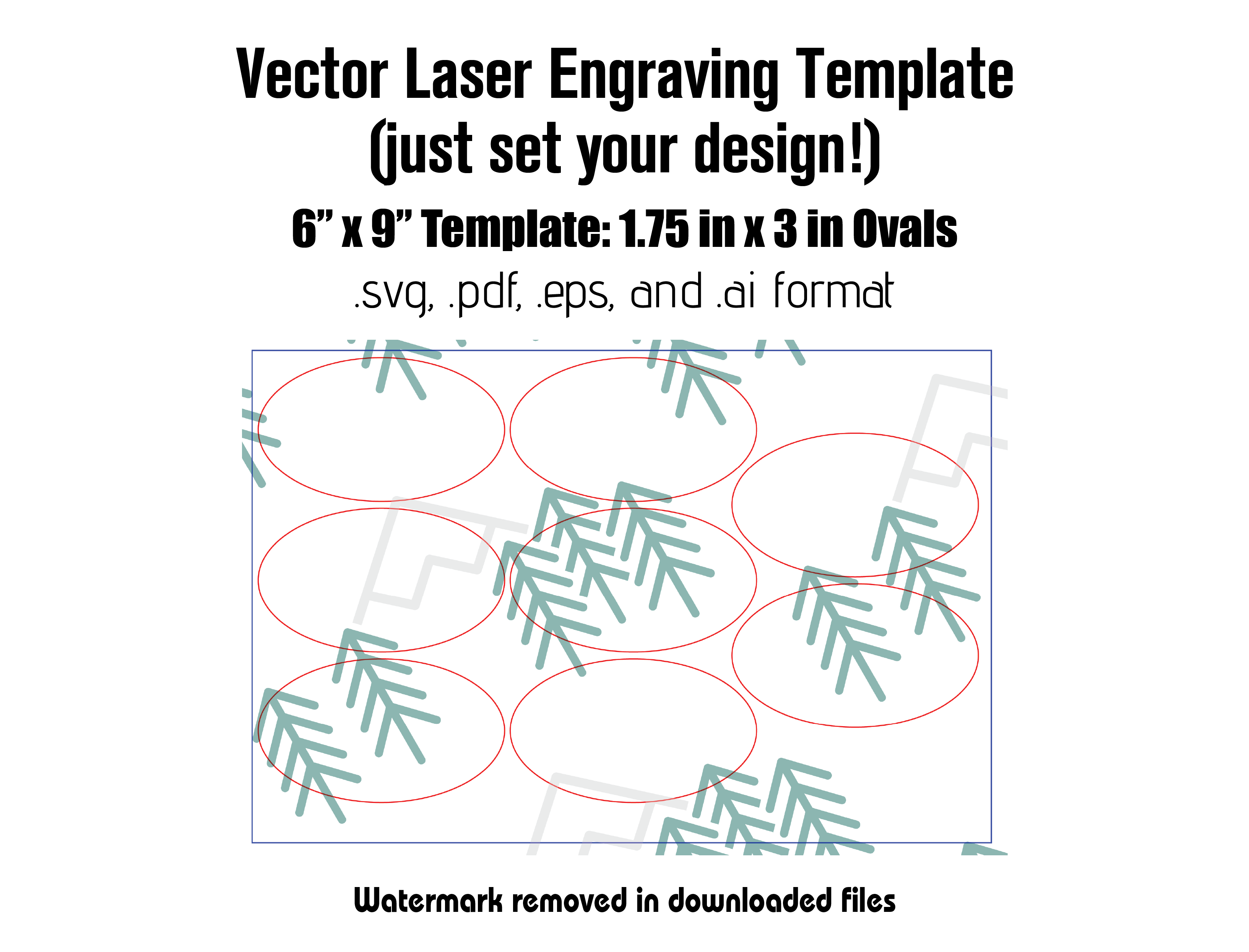 Digital Laser Cutting Template: 1.75" x 3" Ovals - 6" x 9" Sheet Size Digital Laser Engraving Files Craftworks NW 