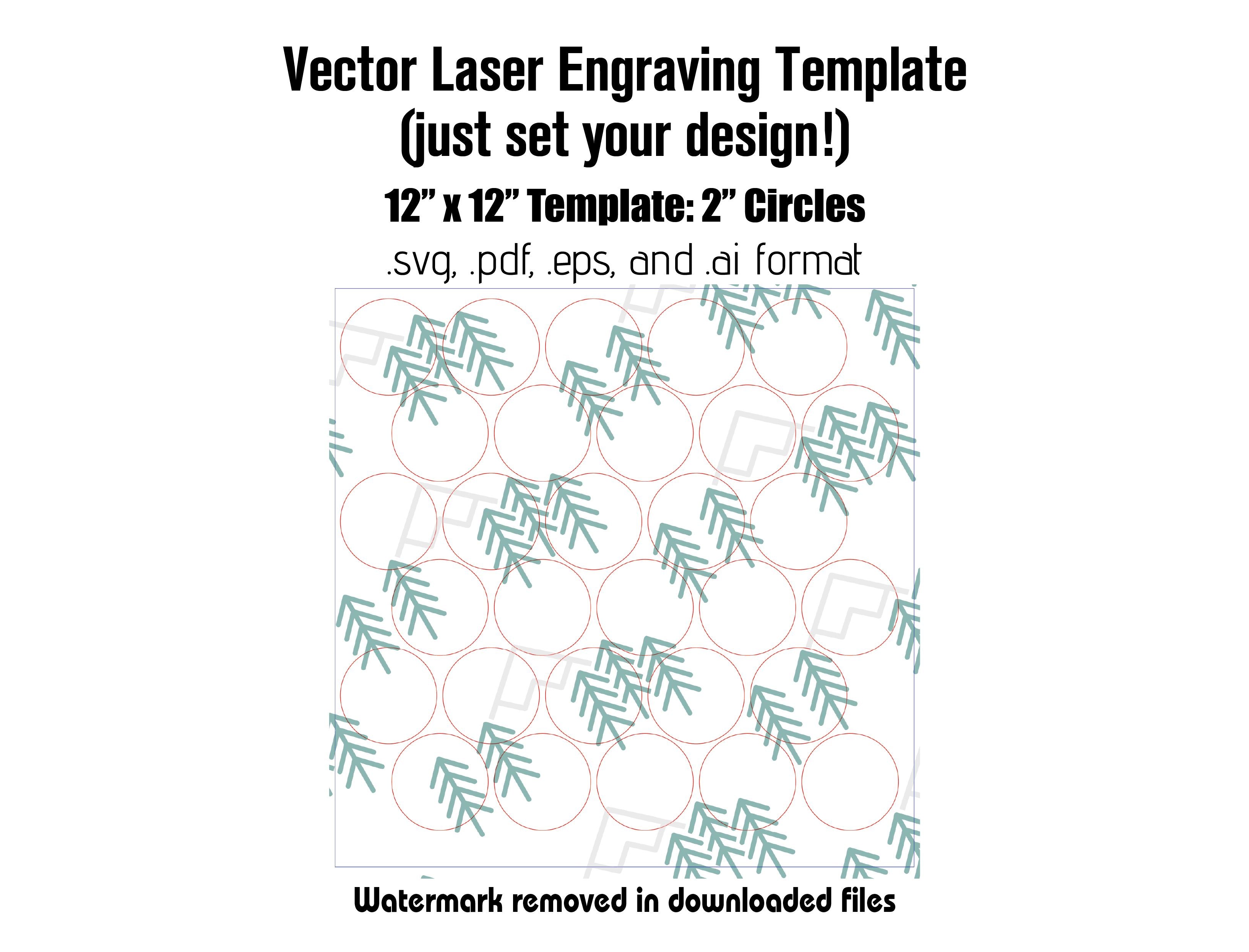 Digital Laser Cutting Template: 2" Circles - 12" x 12" Sheet Size Digital Laser Engraving Files Craftworks NW 
