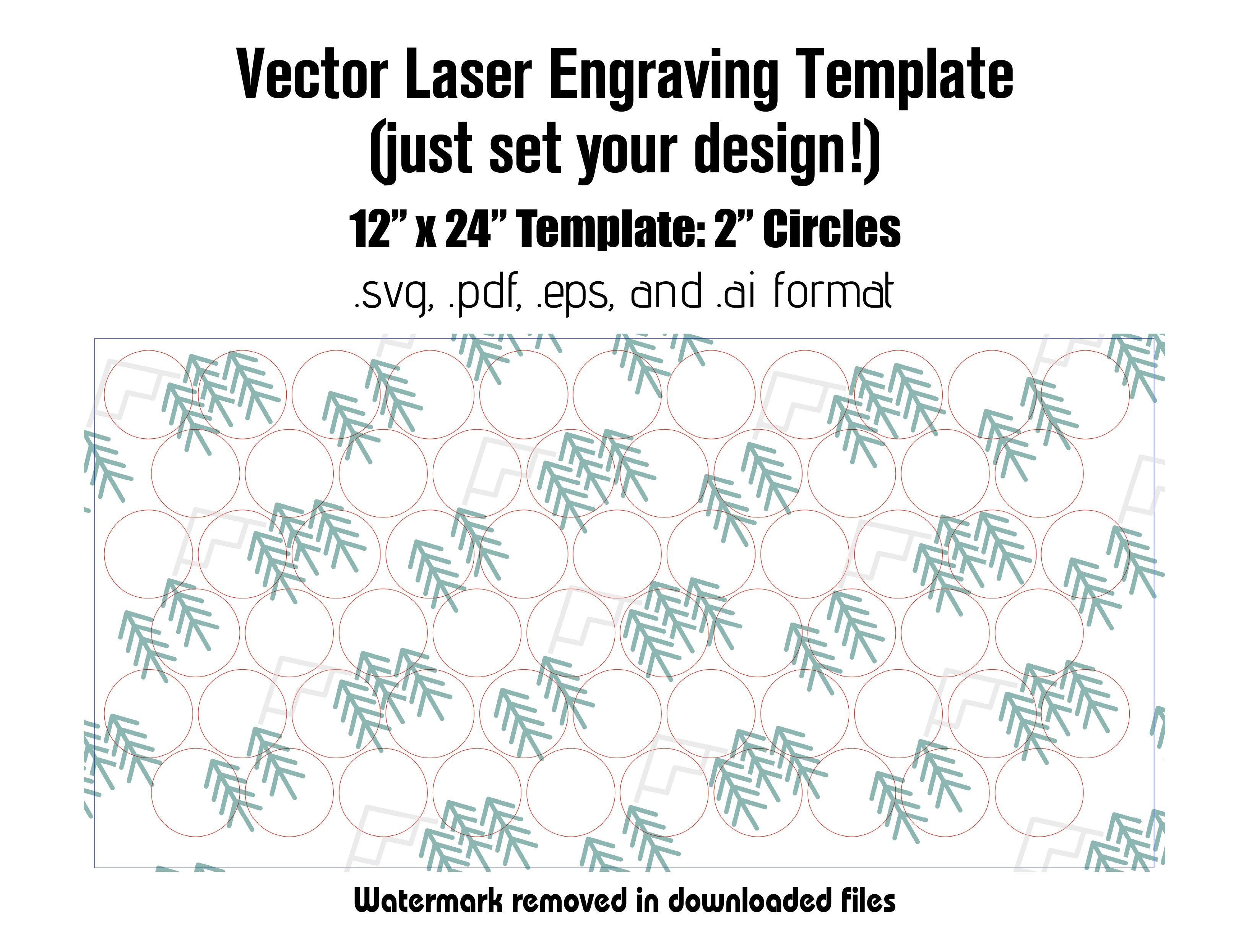 Digital Laser Cutting Template: 2" Circles - 12" x 24" Sheet Size Digital Laser Engraving Files Craftworks NW 