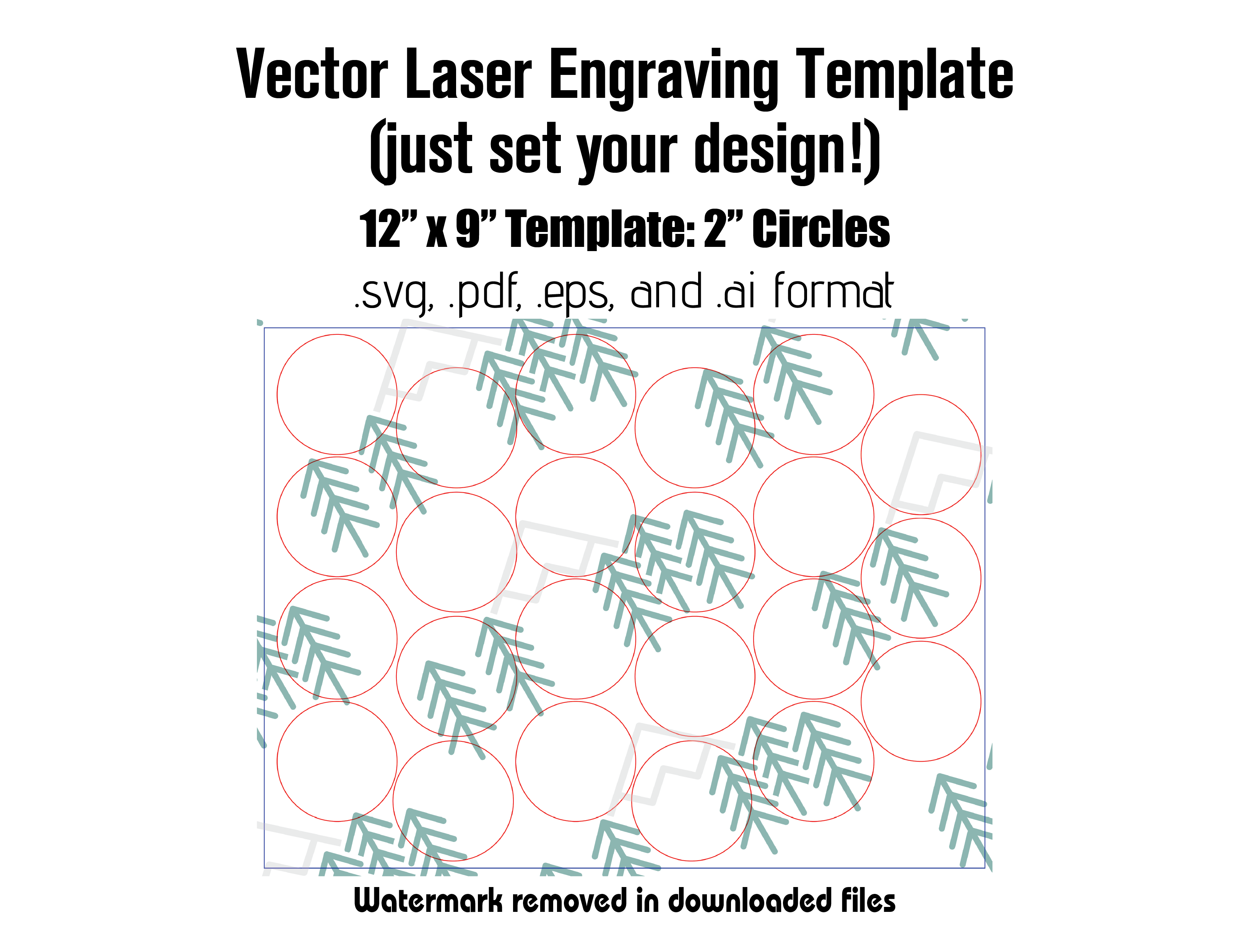 Digital Laser Cutting Template: 2" Circles - 12" x 9" Sheet Size Digital Laser Engraving Files Craftworks NW 